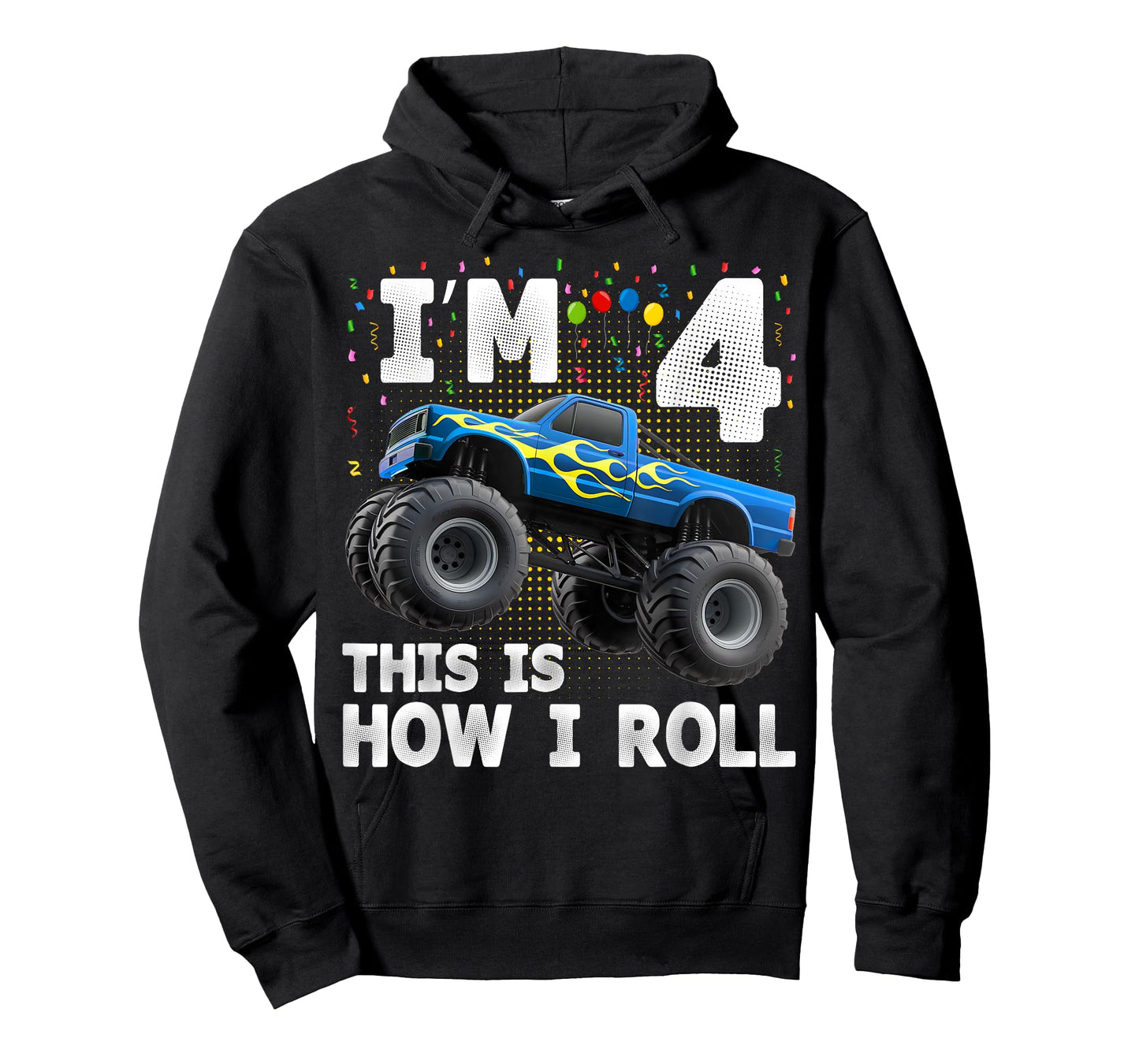 I'm 4 This is How I Roll Monster Truck 4th Birthday Boys T-Shirt