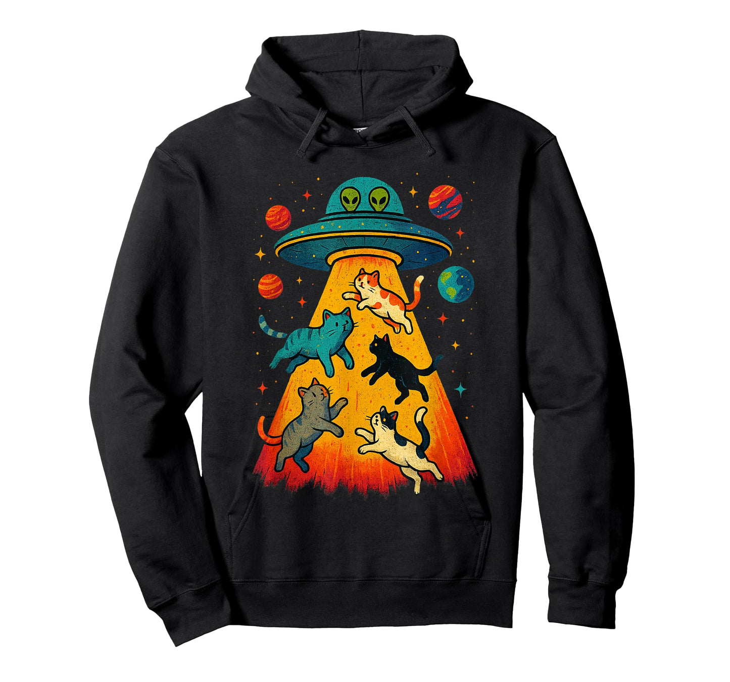 Alien Abduction Cats UFO Flying Saucer Space Girls Kid T-Shirt