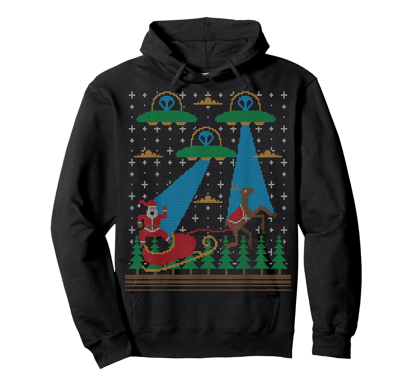Santa Claus Alien Invasion Space UFO Ugly Christmas Sweater T-Shirt
