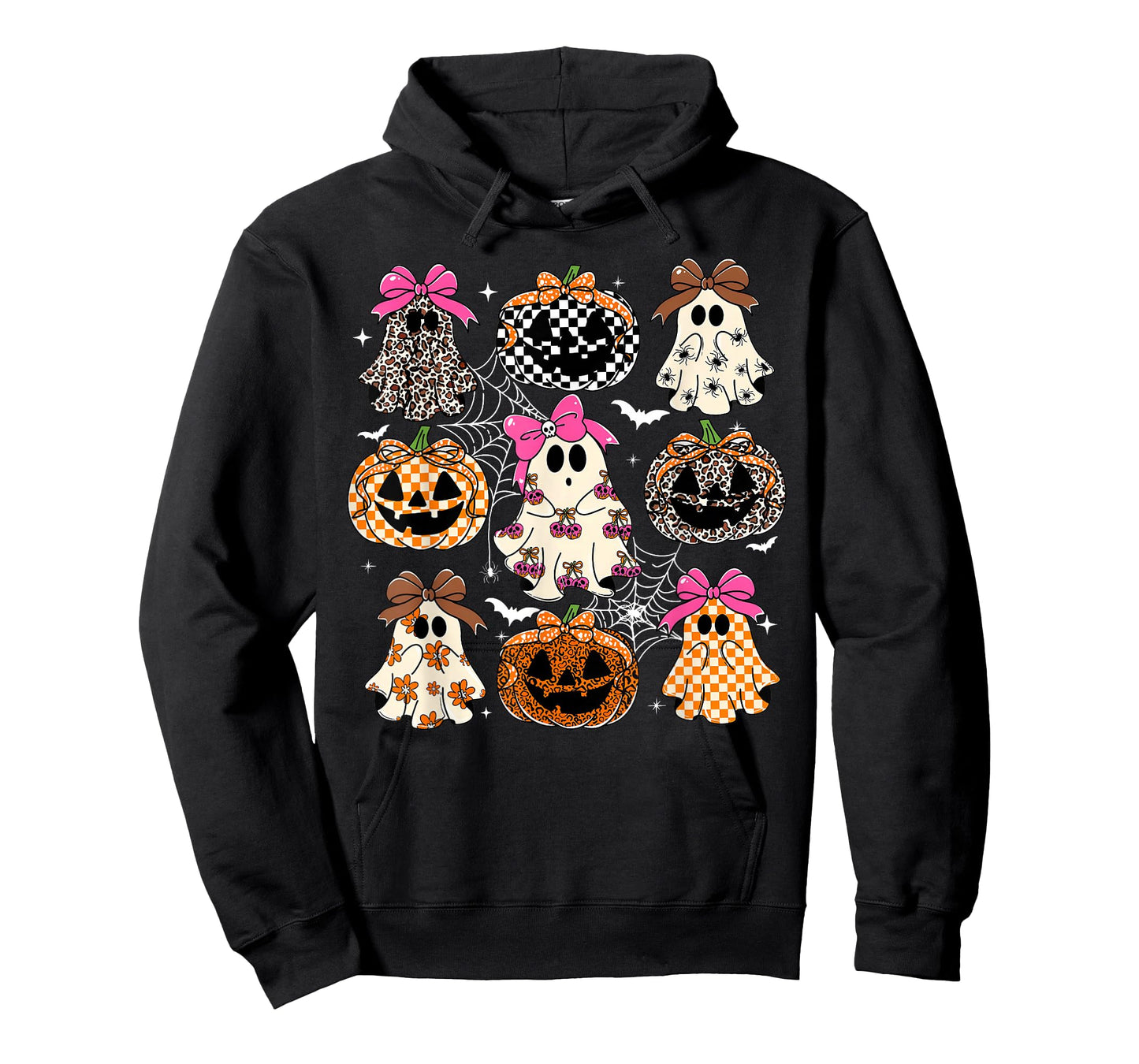 Spooky Season Halloween Coquette Bow Ghost Jack O Lantern T-Shirt