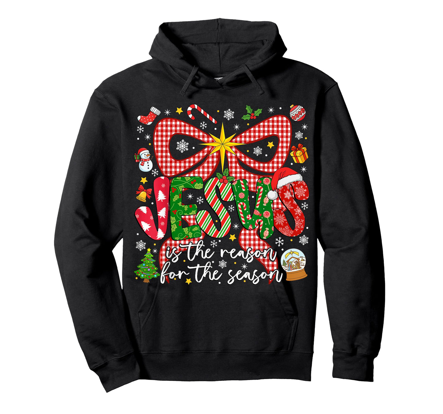 Jesus is The Reason for The Season Christian Christmas Bow T-Shirt