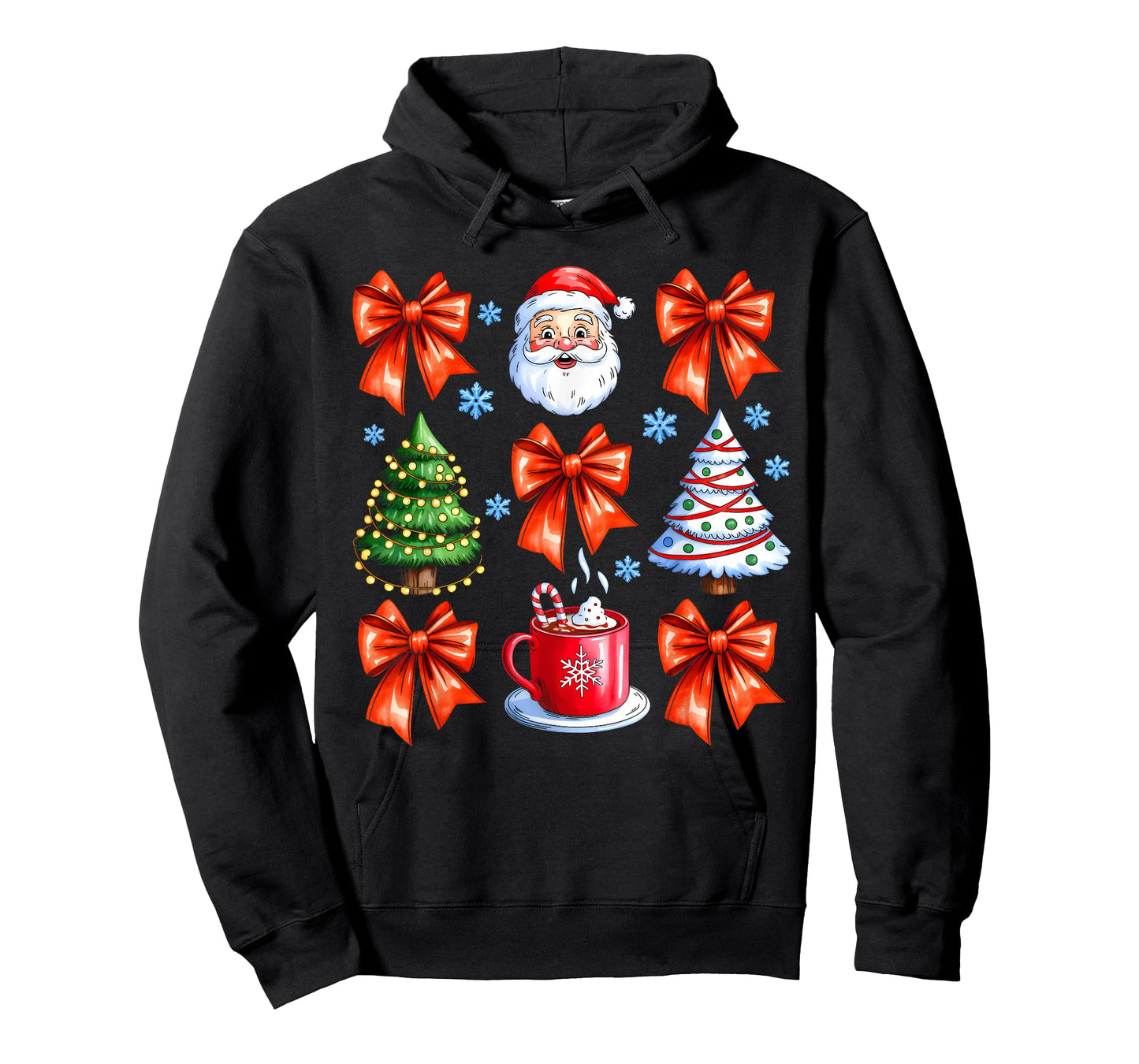 Coquette Bow Santa Christmas Tree Cake Candy Cane Girly Xmas T-Shirt