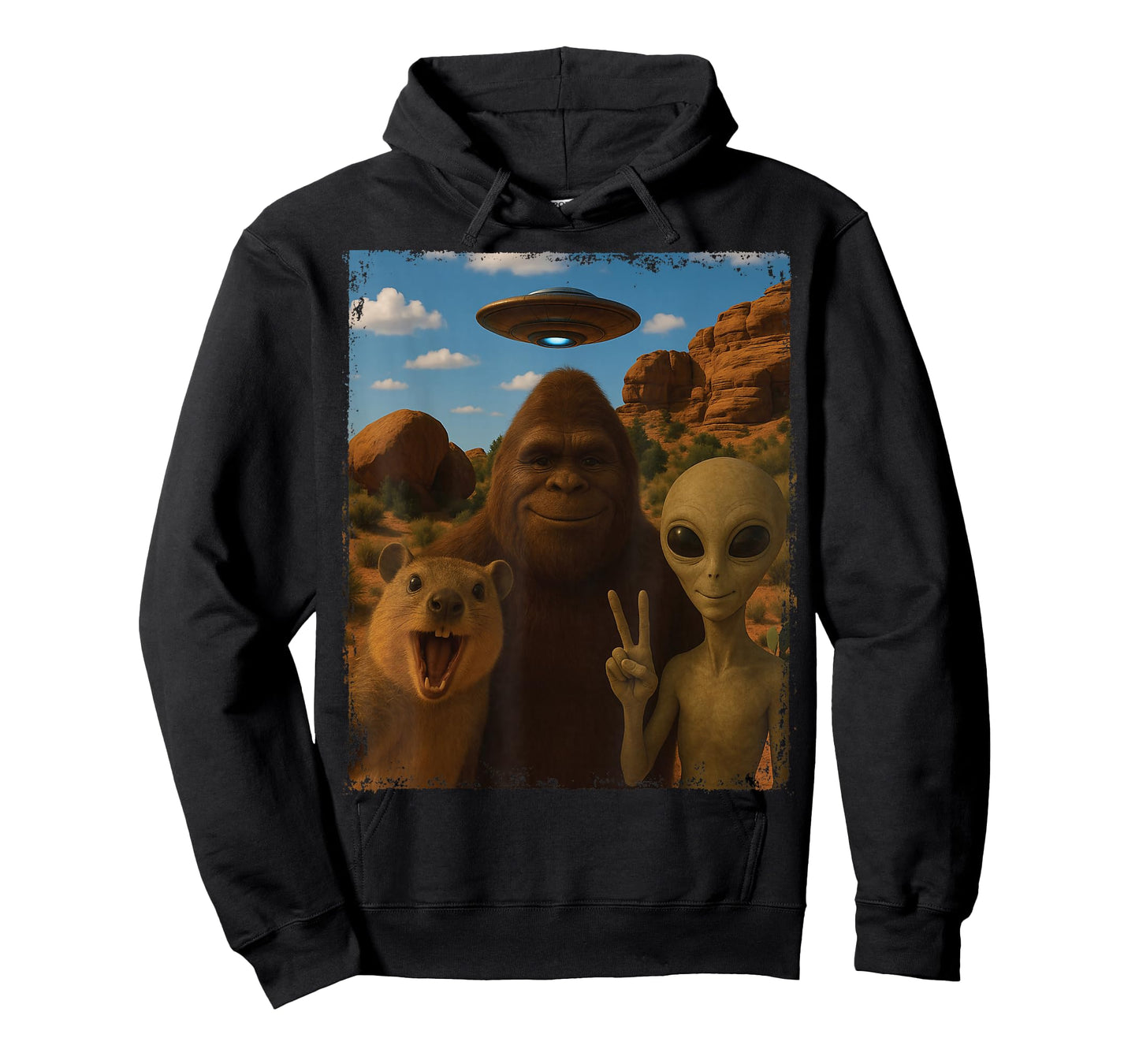 Funny Rock Hyrax Awawa Bigfoot Alien Selfie UFO Roswell T-Shirt