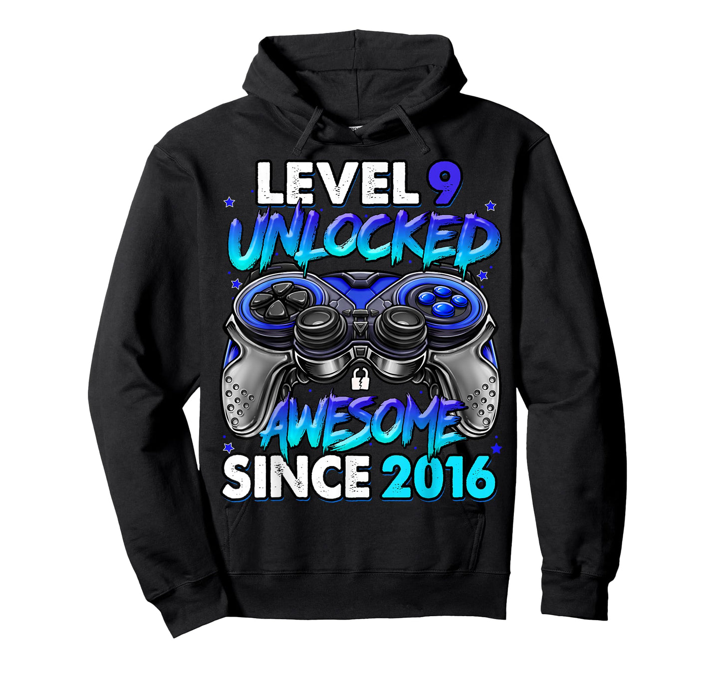 Level 9 Unlocked Awesome Since 2016 9th Birthday Gaming T-Shirt