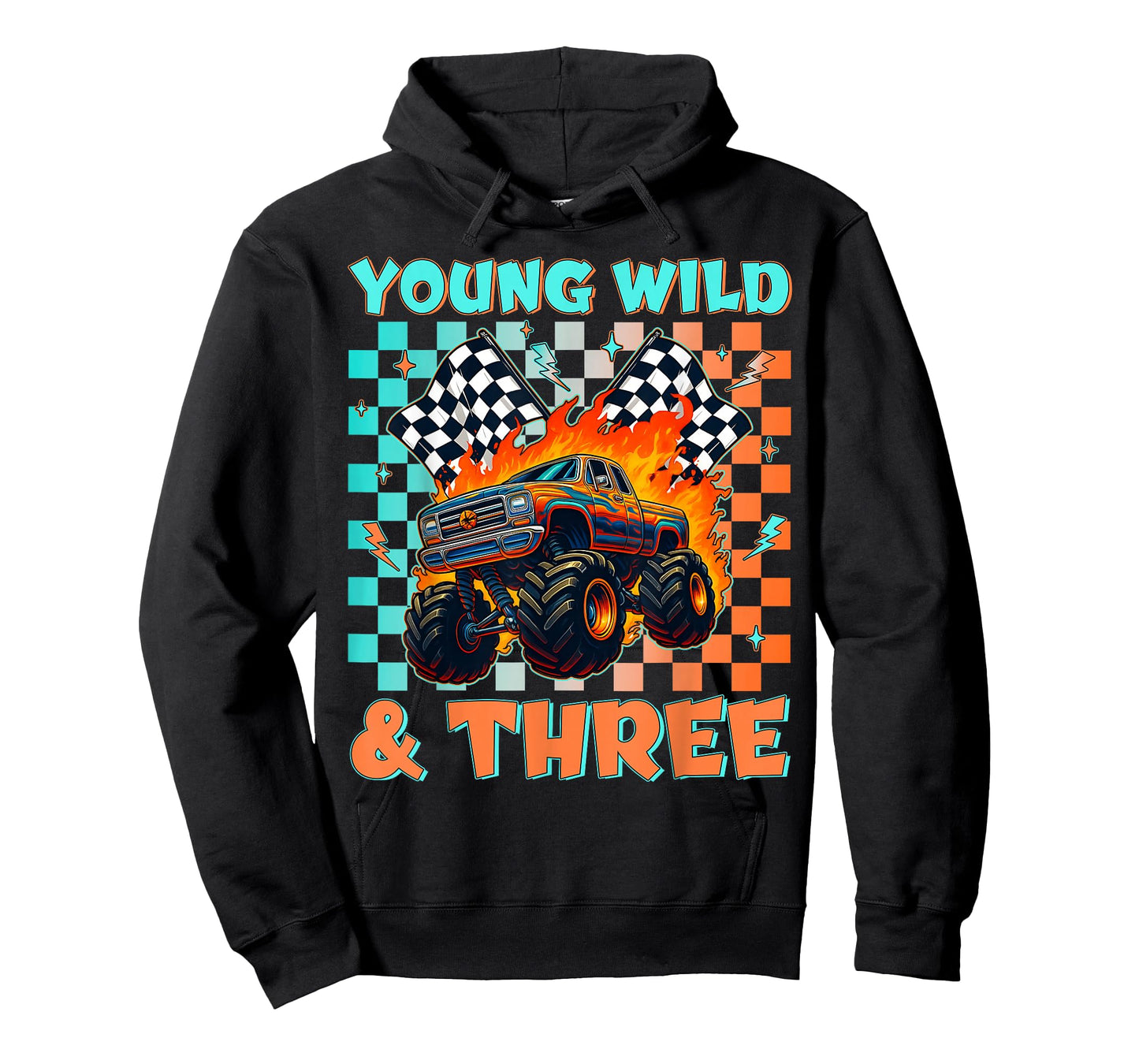 Young Wild Three Monster Truck Birthday 3rd Racing Boys T-Shirt