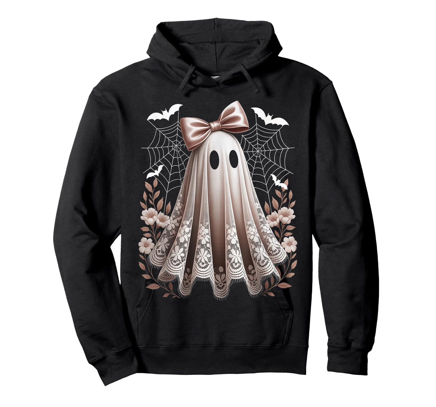 Vintage Halloween Floral Lace Ghost Coquette Bow Spooky Boo T-Shirt