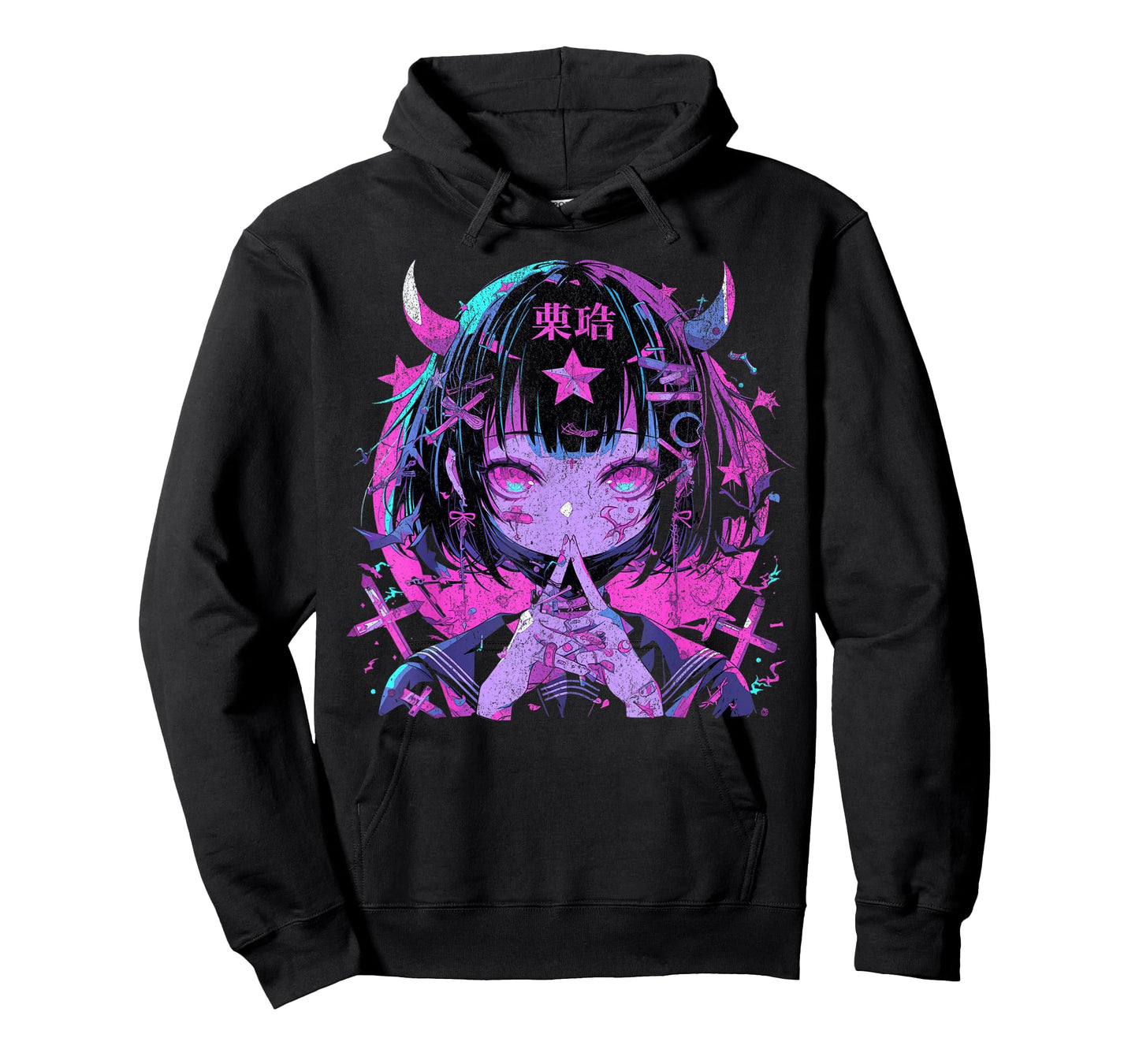Goth Grunge Demon Anime Girl Waifu Horror Alt Aesthetic T-Shirt