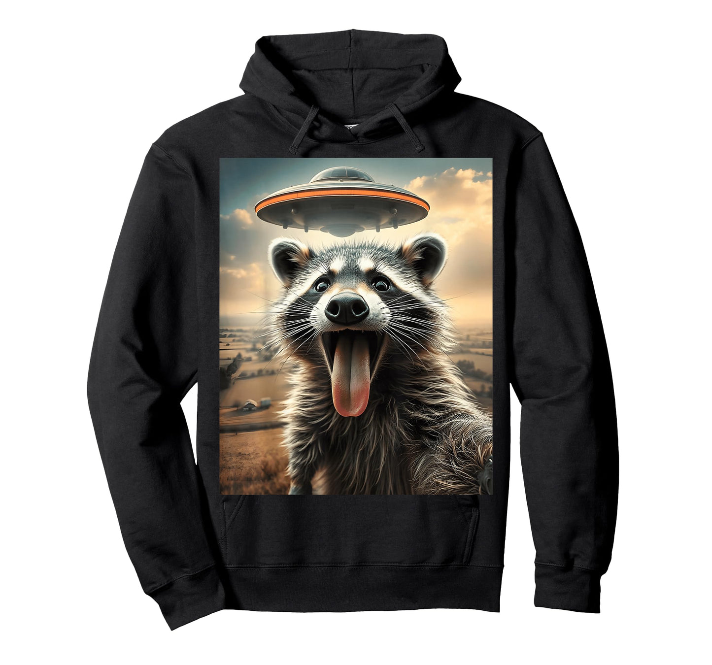 Racoon Selfie UFO Alien Raccoon T-Shirt