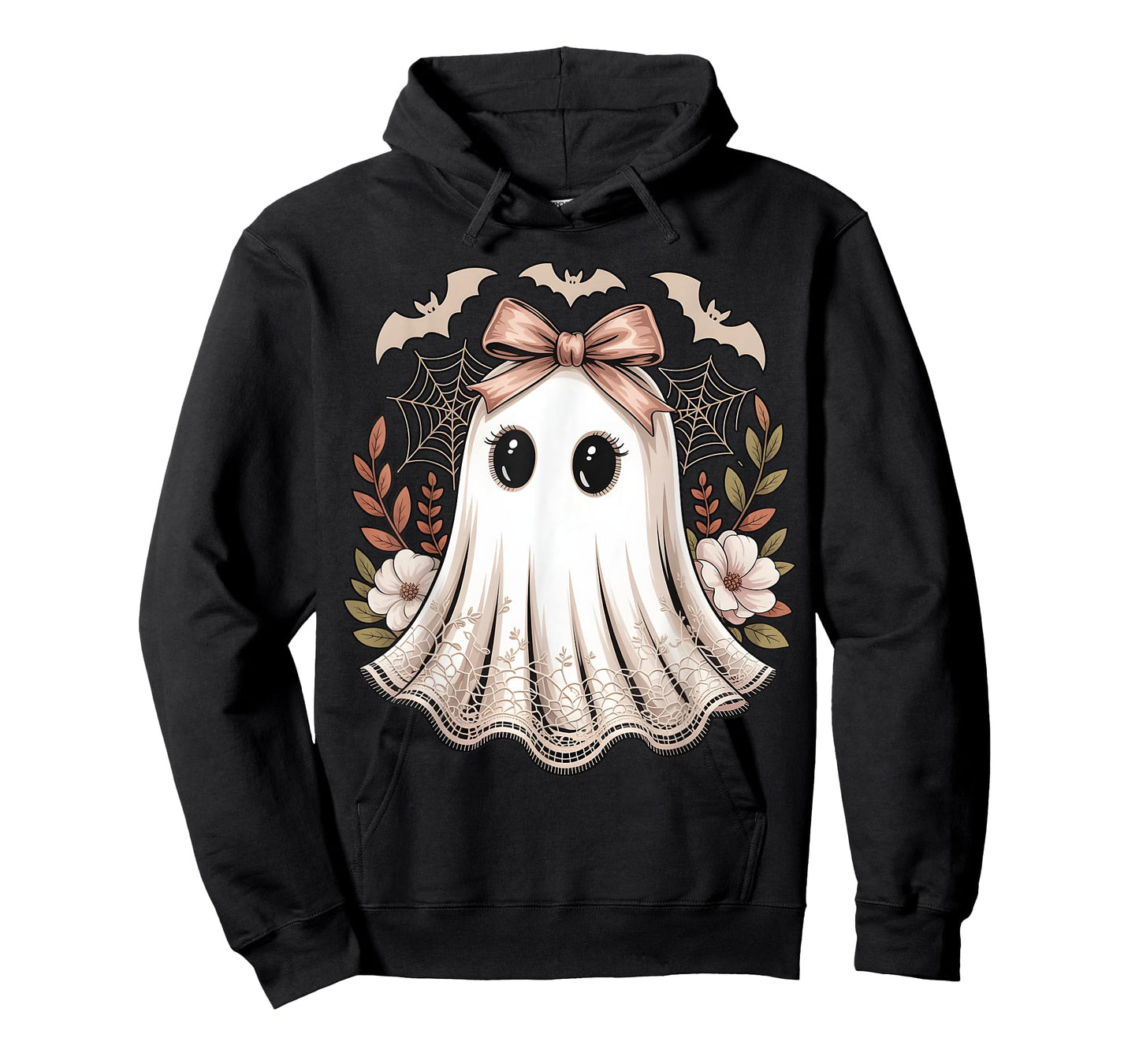 Cute Kawaii Ghost Bow Floral Halloween Girls Toddler Kids T-Shirt