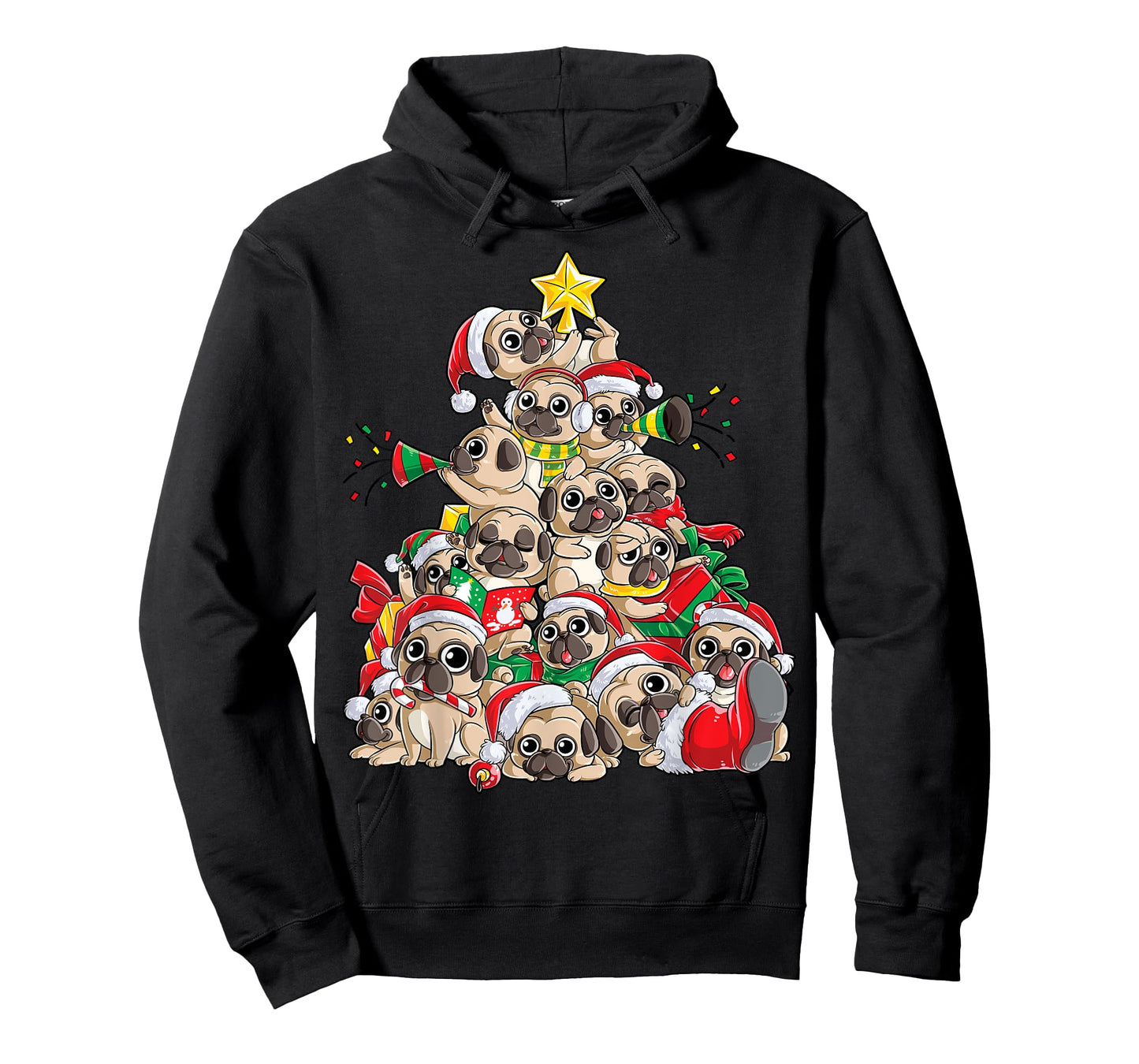 Pug Christmas Tree Dog Santa Xmas Boys Girls Merry Dogmas T-Shirt