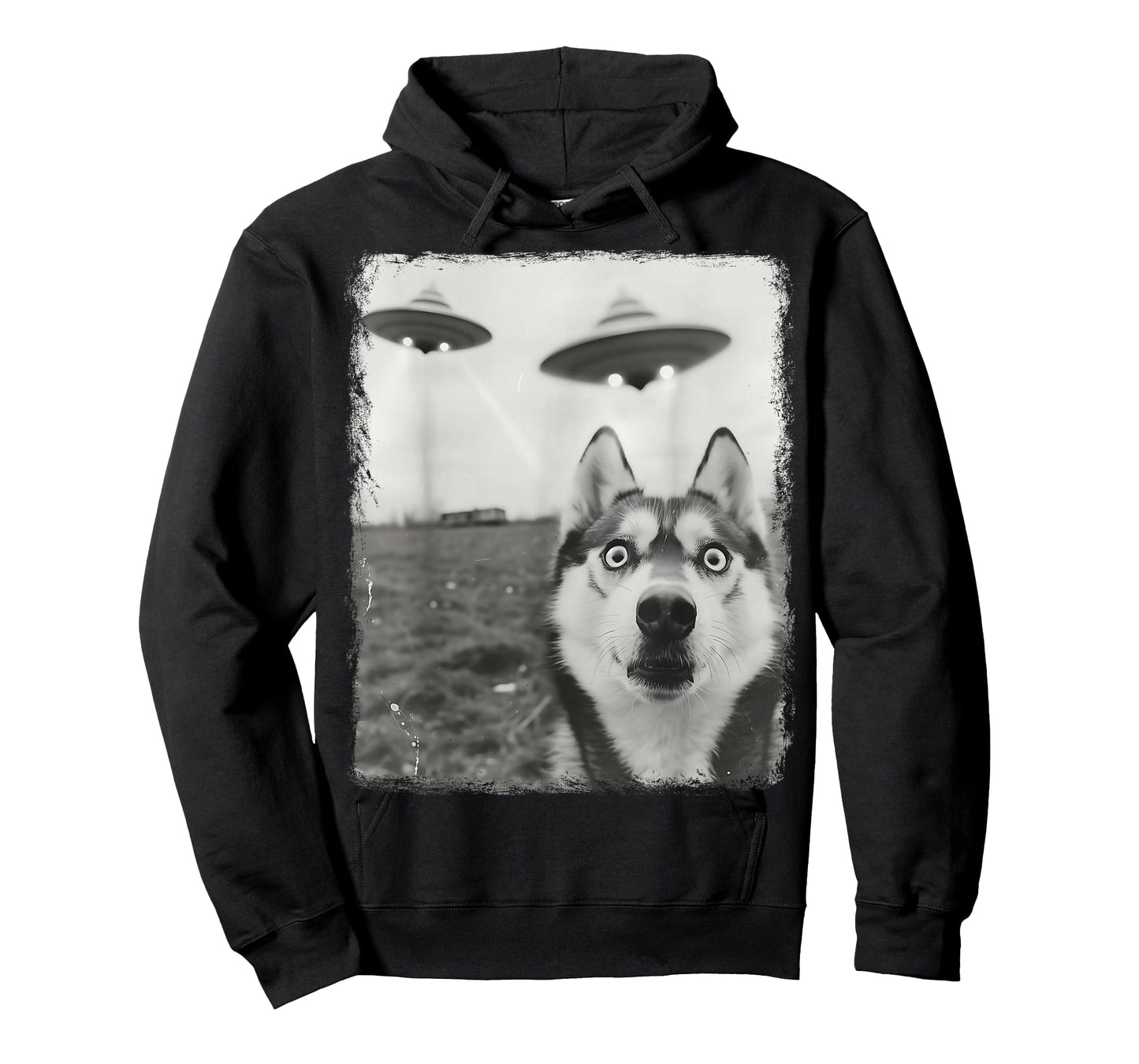 Siberian Husky Dog UFO Alien Extraterrestrial Selfie T-Shirt