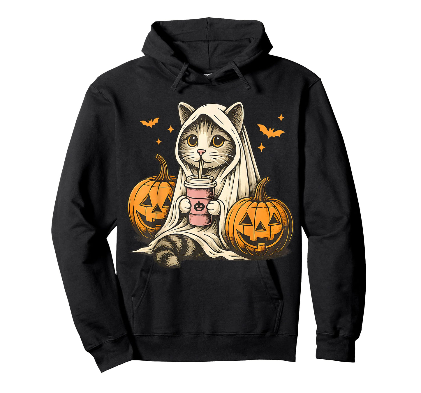 Cute Ghost Pumpkin Halloween Cat Costume Cat Lovers T-Shirt
