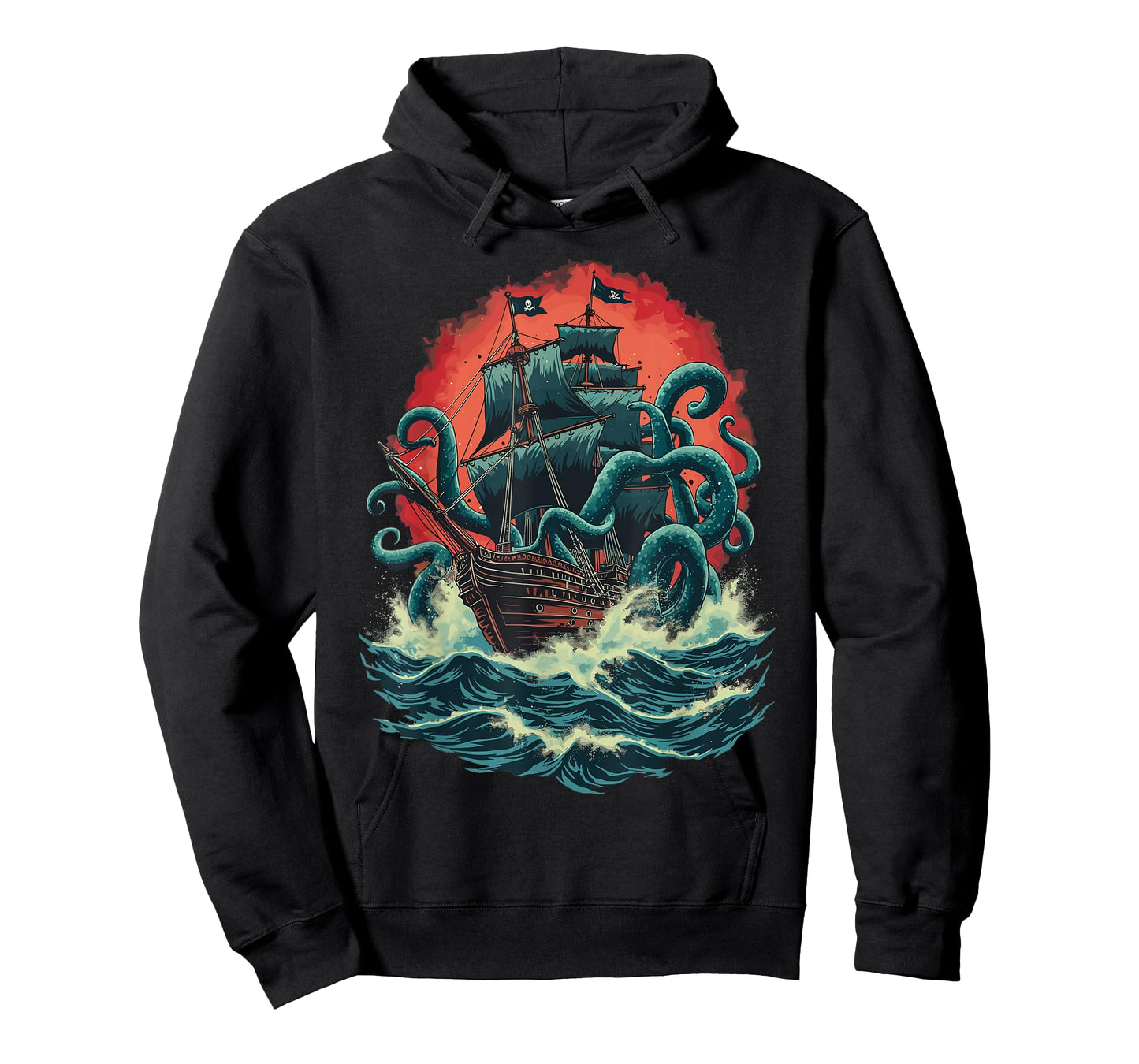 Pirate Ship Kraken Ocean Battle Giant Octopus Sea Monster T-Shirt
