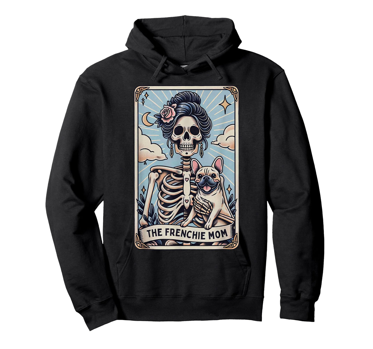 Retro Funny The Frenchie Mom Tarot Card Skeleton Halloween T-Shirt
