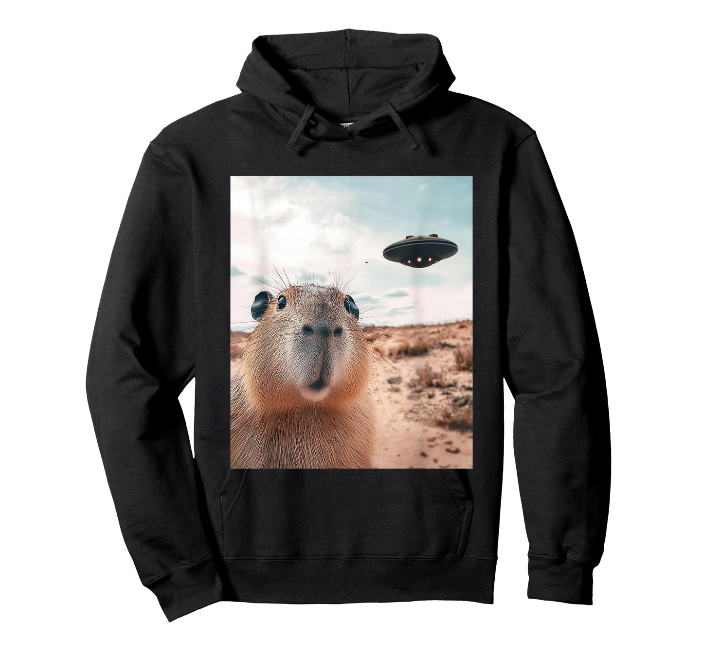 Capybara Selfie with UFOs Funny Graphic T-Shirt