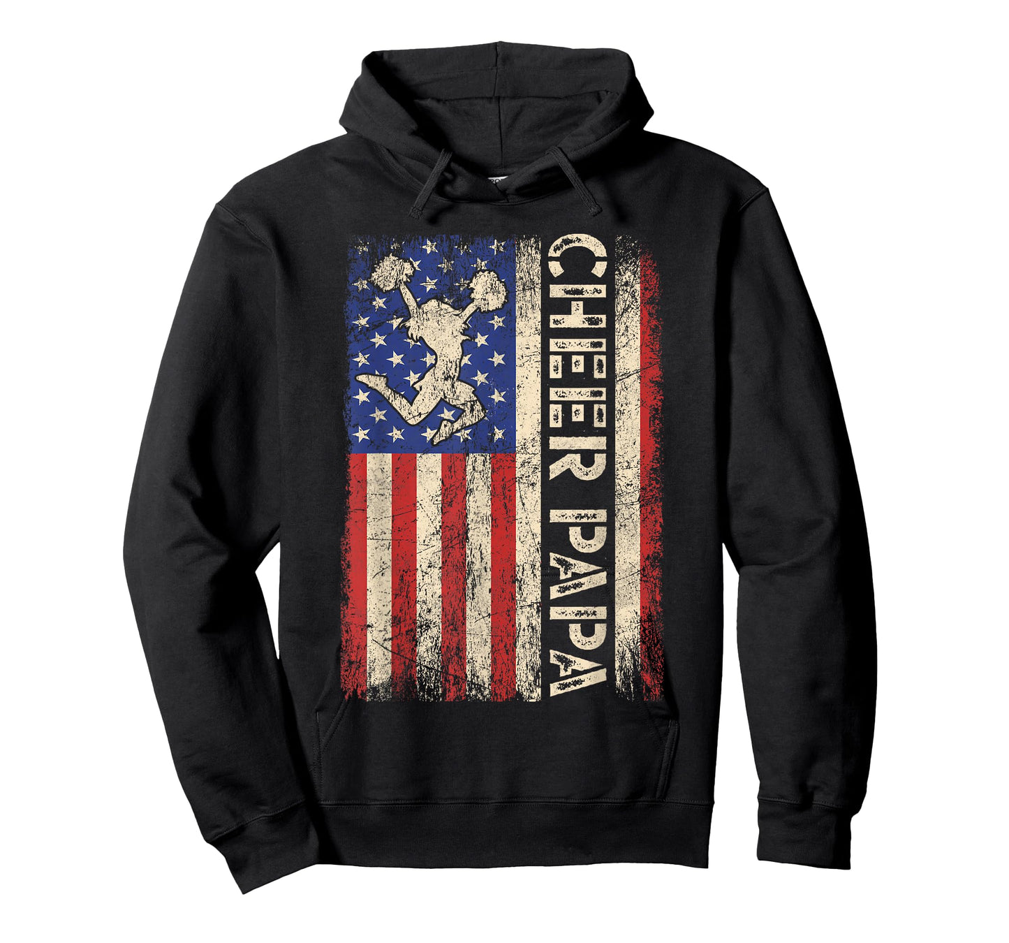 Cheer Papa Funny Cheer Dad Cheerleader Dad American US Flag T-Shirt