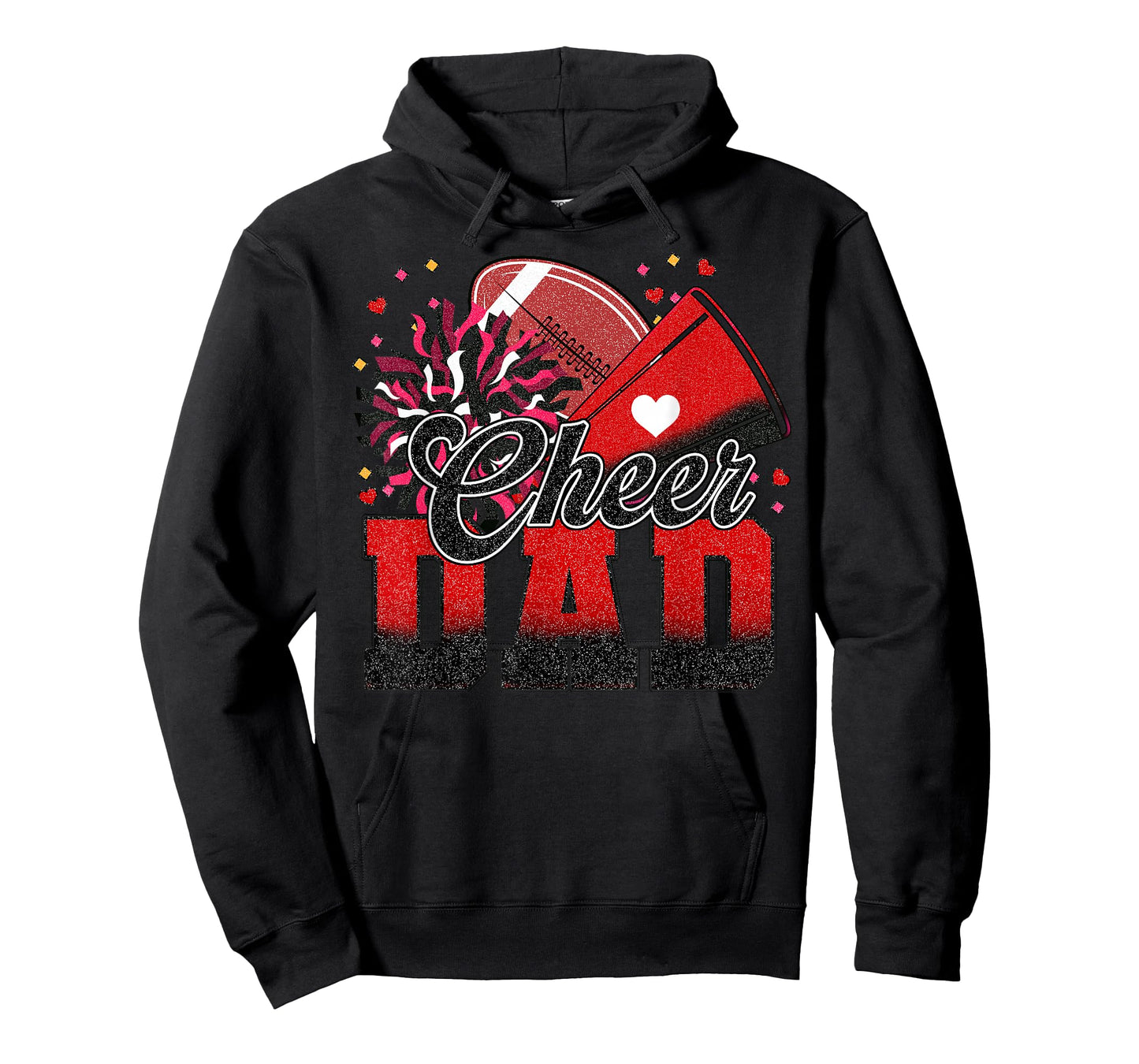 Red Black Football Cheer Dad Women Men Vintage Cheerleader T-Shirt