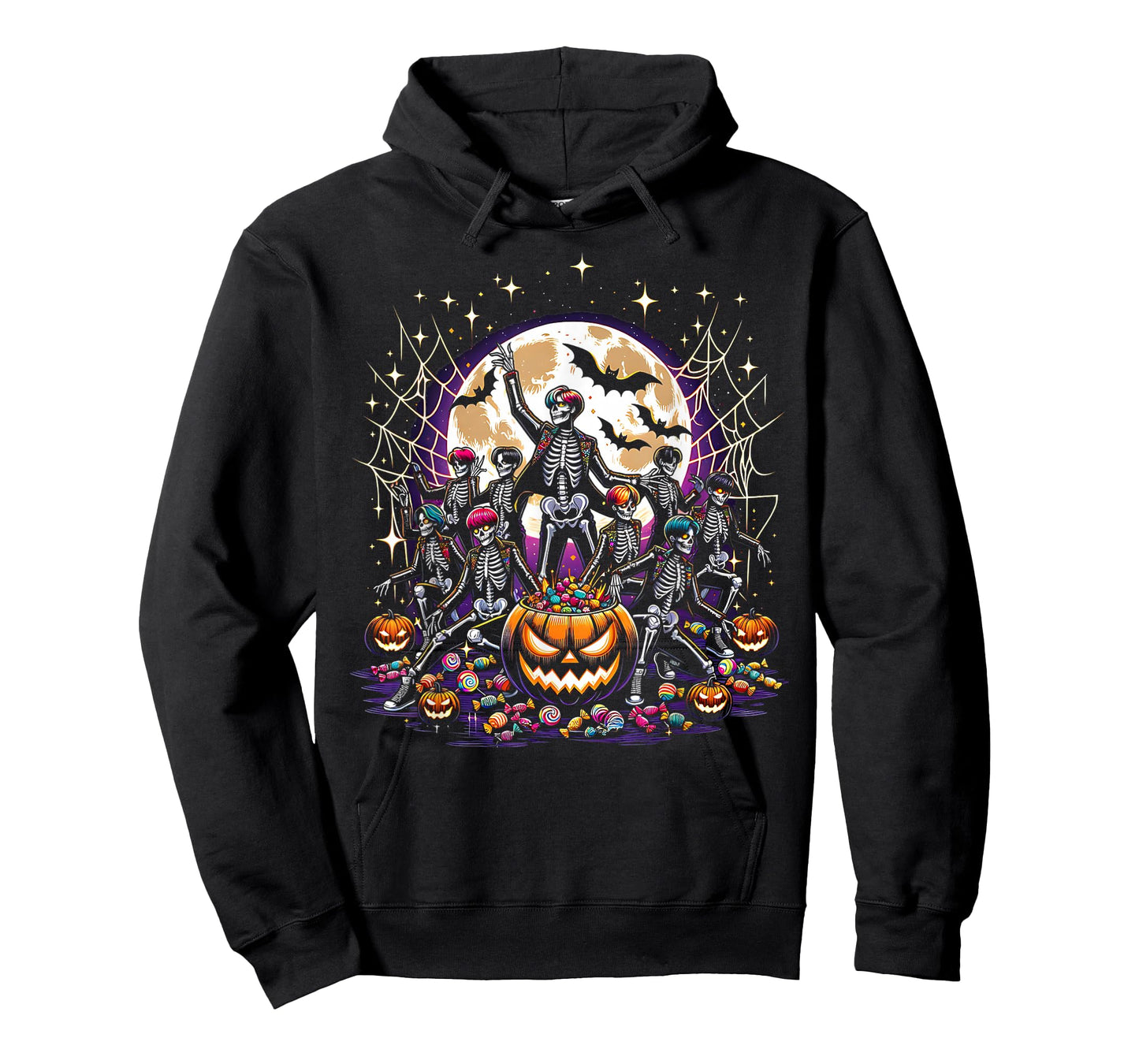 Girls Halloween K-Pop Boy Band Skeletons Graphic T-Shirt