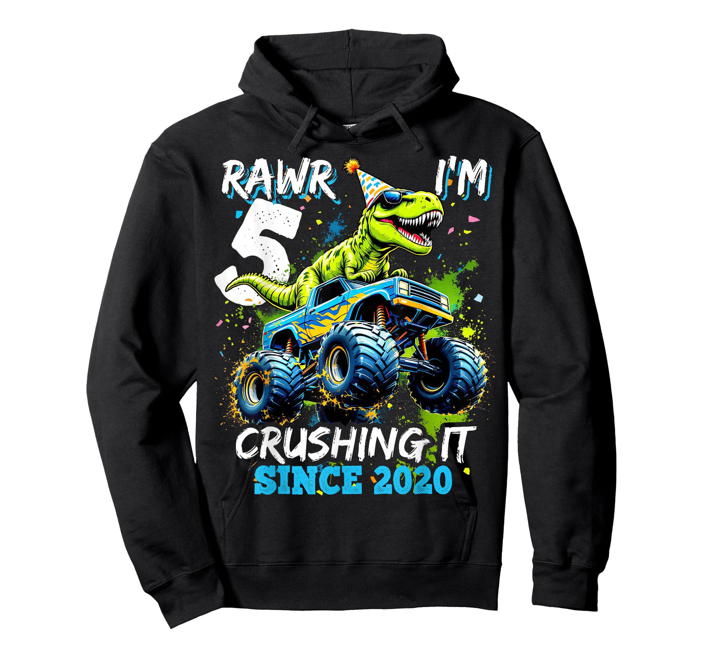 5th Birthday Monster Truck Dinosaur Party Boys Rawr I'm 5 T-Shirt