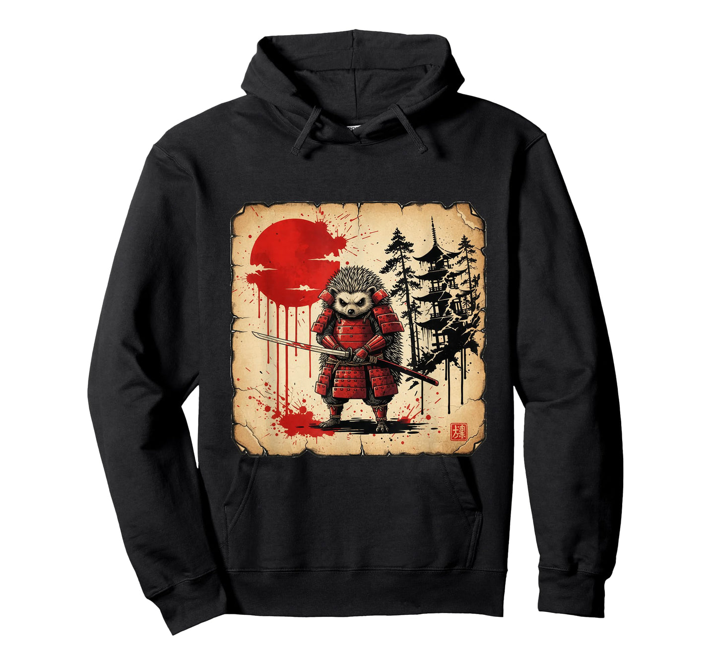 Samurai Hedgehog Warrior Dark Japanese Mythology Art T-Shirt