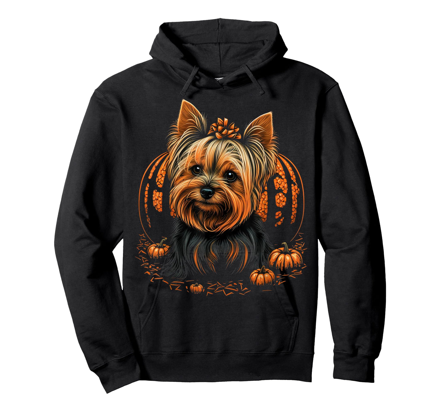 Pumpkin Yorkie Costume on Yorkshire Terrier Halloween T-Shirt