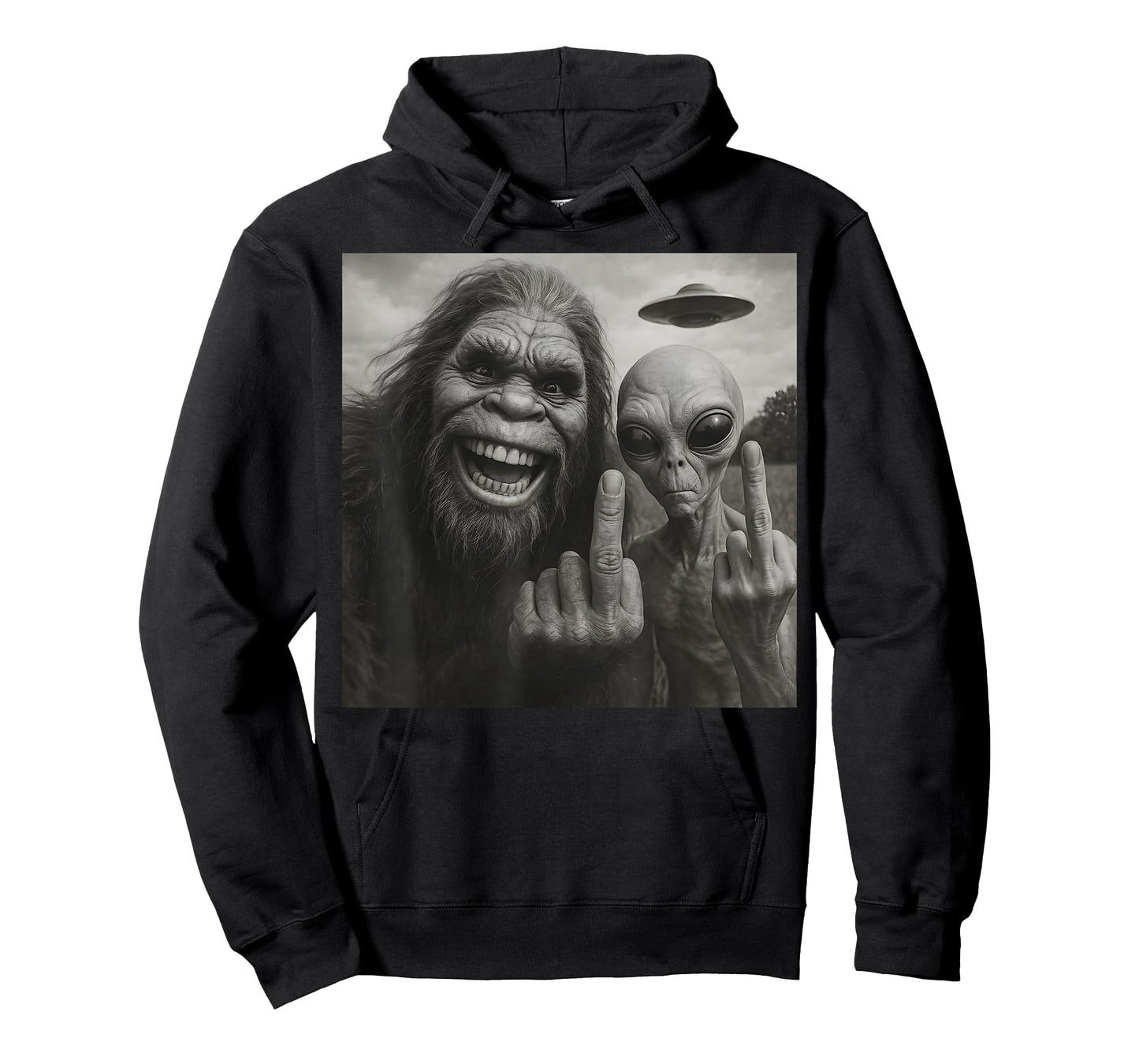 Bigfoot Alien Middle Finger T-Shirt
