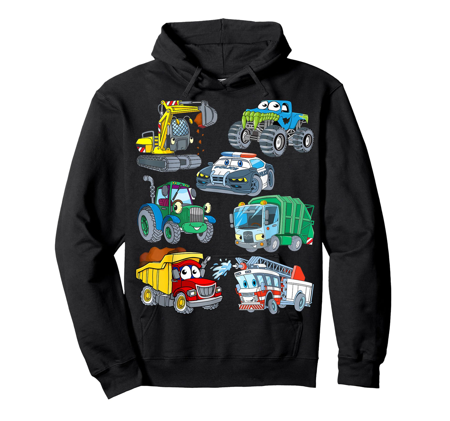 Excavator Fire Engine Police Car Monster Truck for Boys T-Shirt