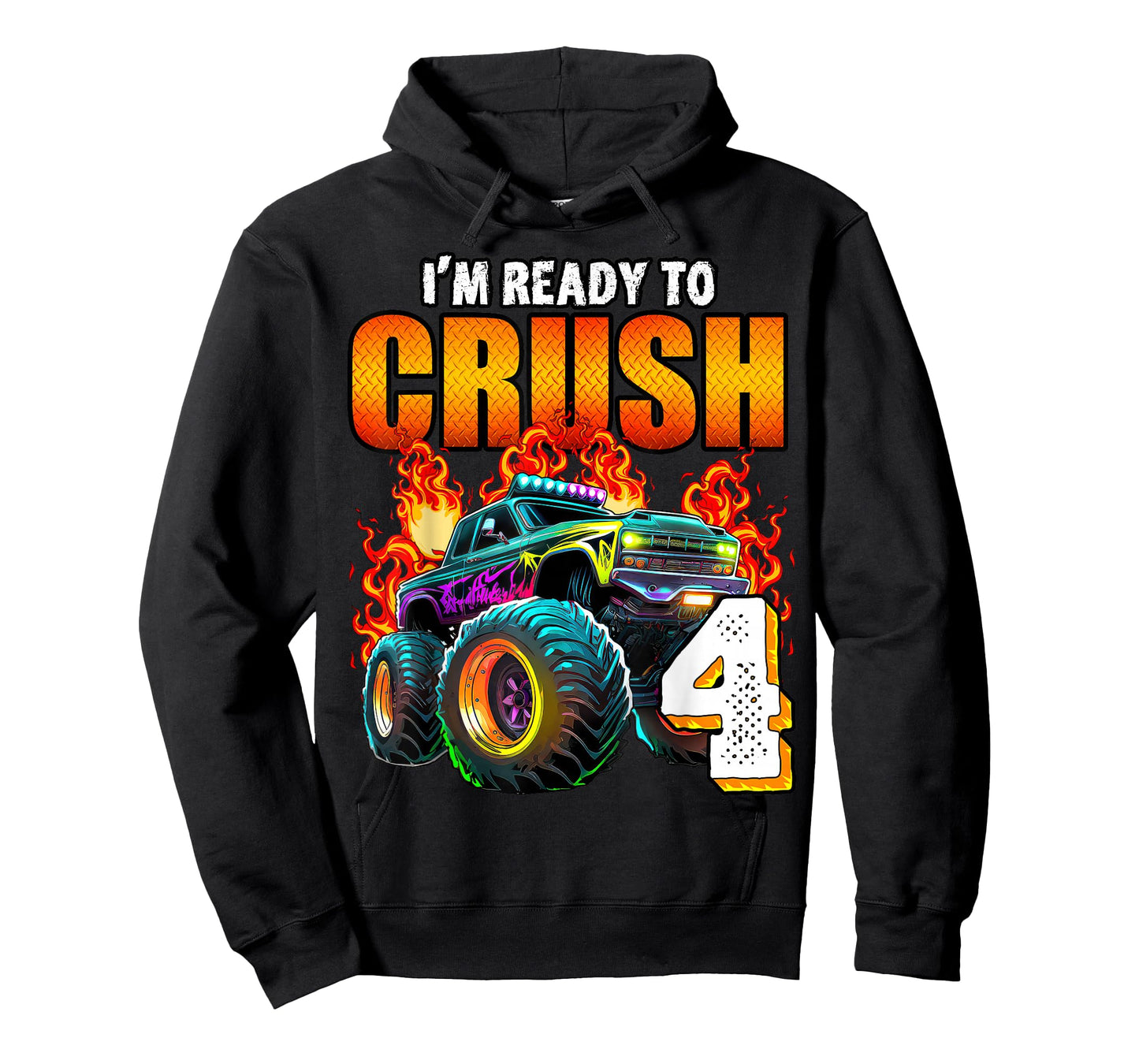 I'm Ready to Crush 4 Monster Truck 4th Birthday Boys Toddler T-Shirt