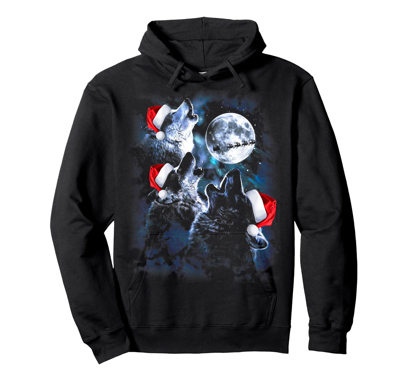 3 Wolves Howling Under Moon Christmas Santa Wolf Lover Women T-Shirt