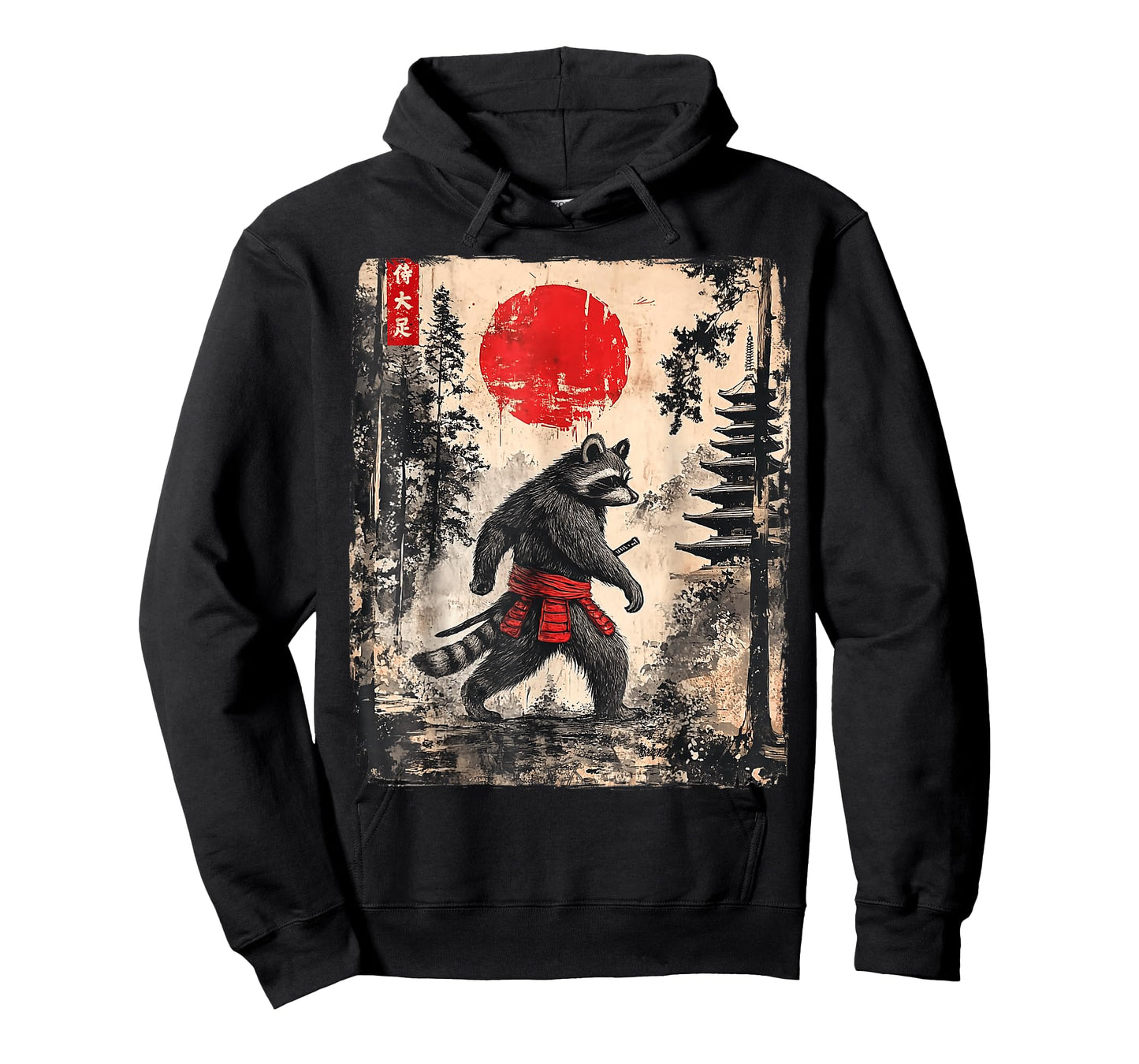 Samurai Raccoon Japanese Vintage Funny Gifts Graphic Art T-Shirt