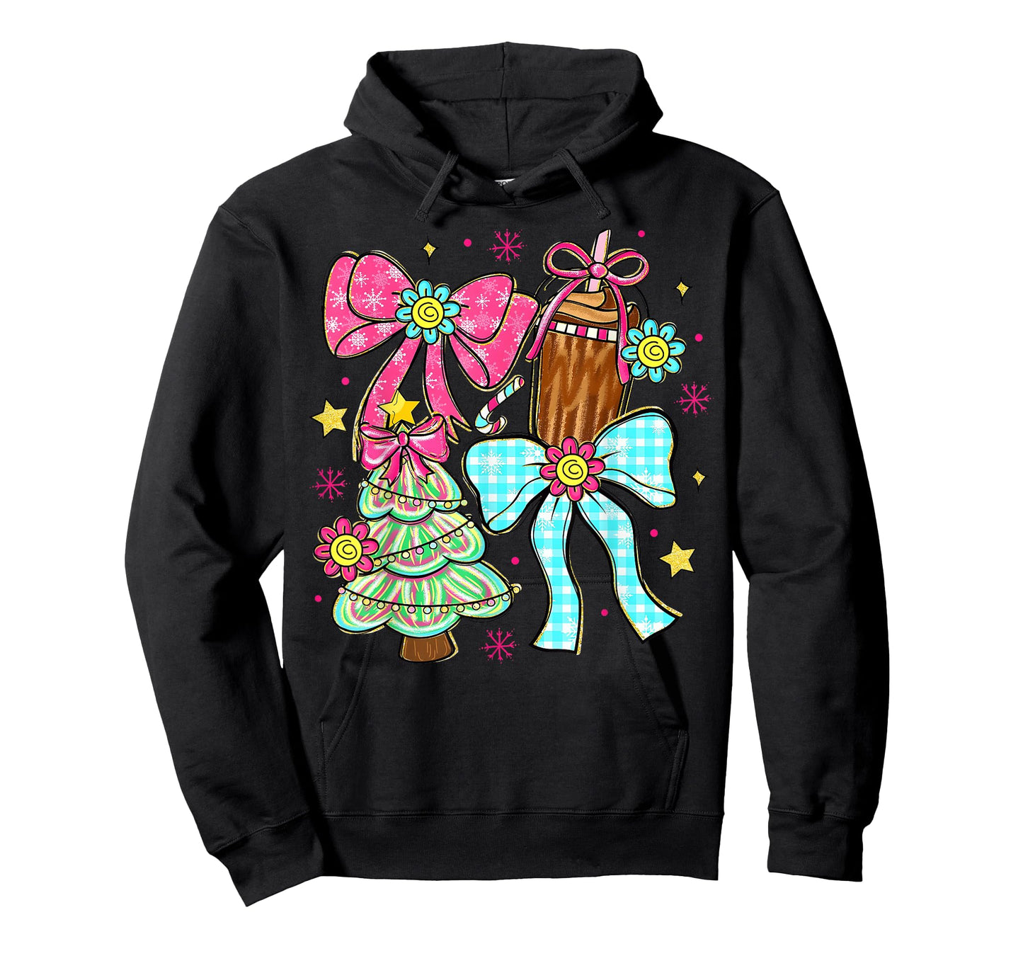 Christmas Tree Coquette Bow Cocoa Santa Women Xmas Pajamas T-Shirt