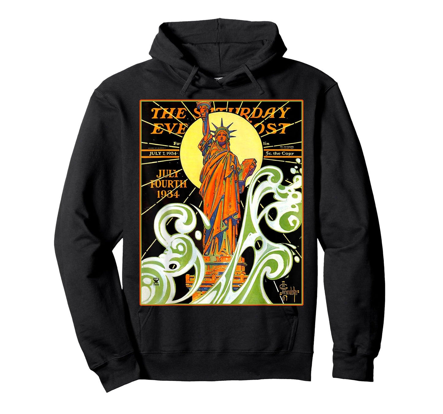 Lady Liberty Statue Of Liberty Waves NYC New York Vintage T-Shirt
