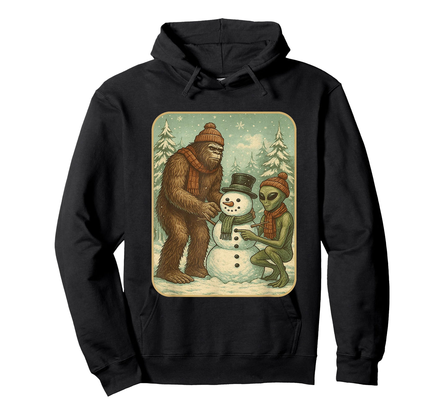 Winter Bigfoot Alien Snowman Christmas Men Boys Women T-Shirt