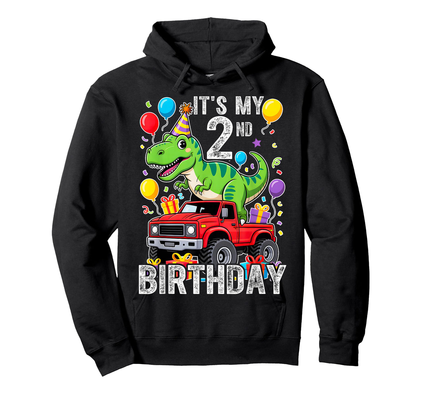 Two 2nd Birthday Dinosaur Monster Truck T-Shirt