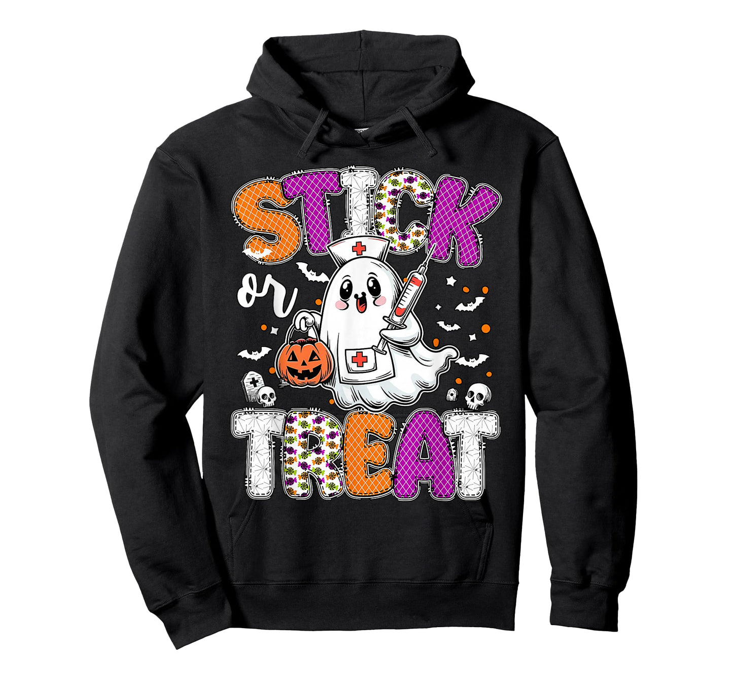 Stick Or Treat Ghost Phlebotomy Tech ER ICU Nurse Halloween T-Shirt