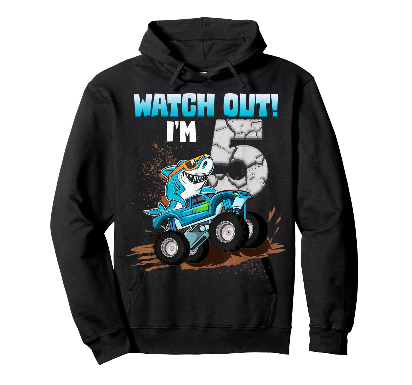 5 Years Old 5th Birthday Shark Boy Girl Monster Truck Gamer T-Shirt
