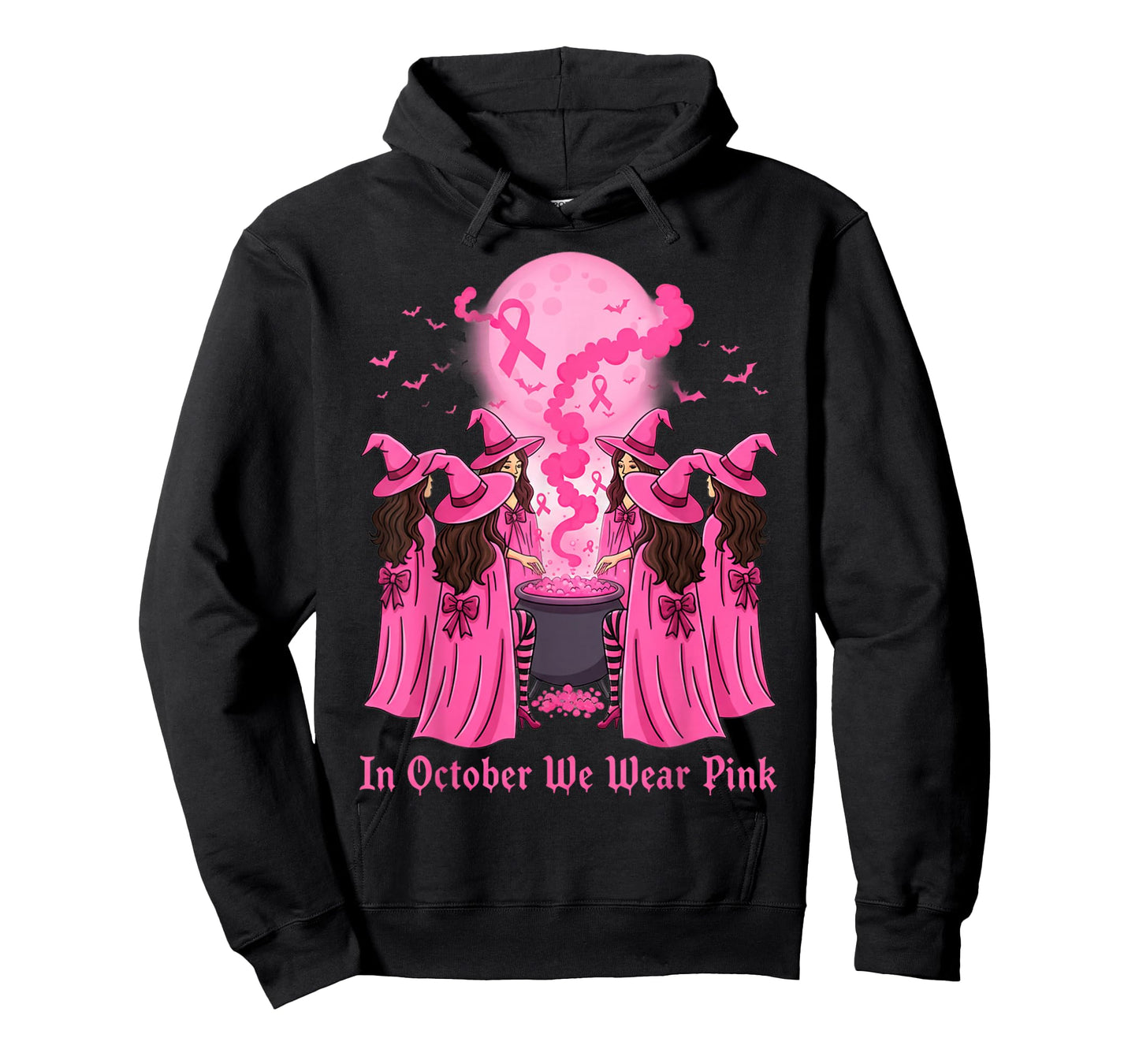 October We Wear Pink Witch Halloween Breast Cancer Awareness T-Shirt