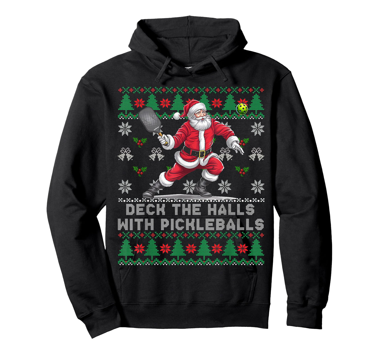 Funny DECK THE HALLS Ugly Christmas Sweater Pickleball Memes T-Shirt