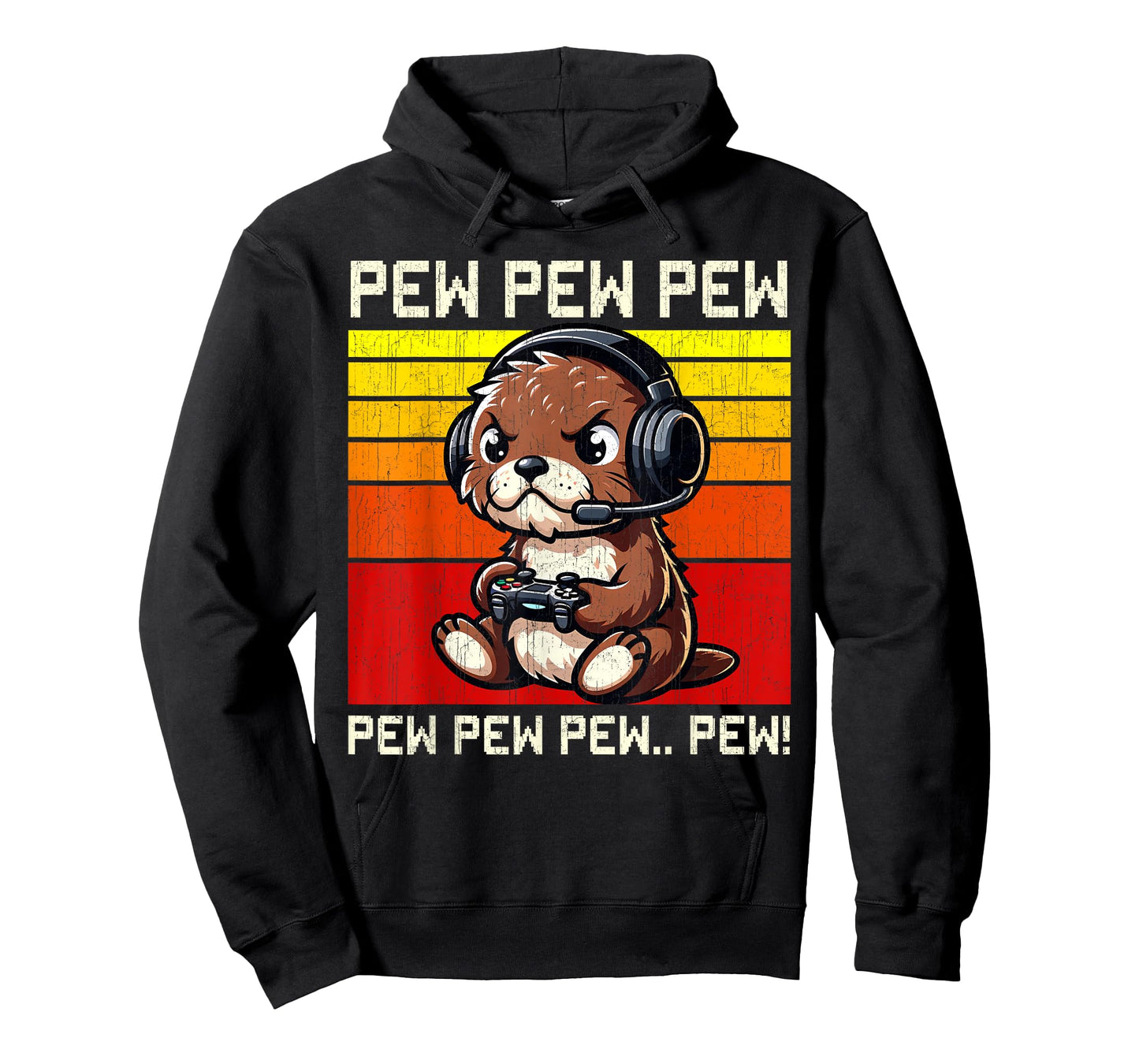Otter Gamer Pew Funny Video Games Vintage Boys Men Girls T-Shirt