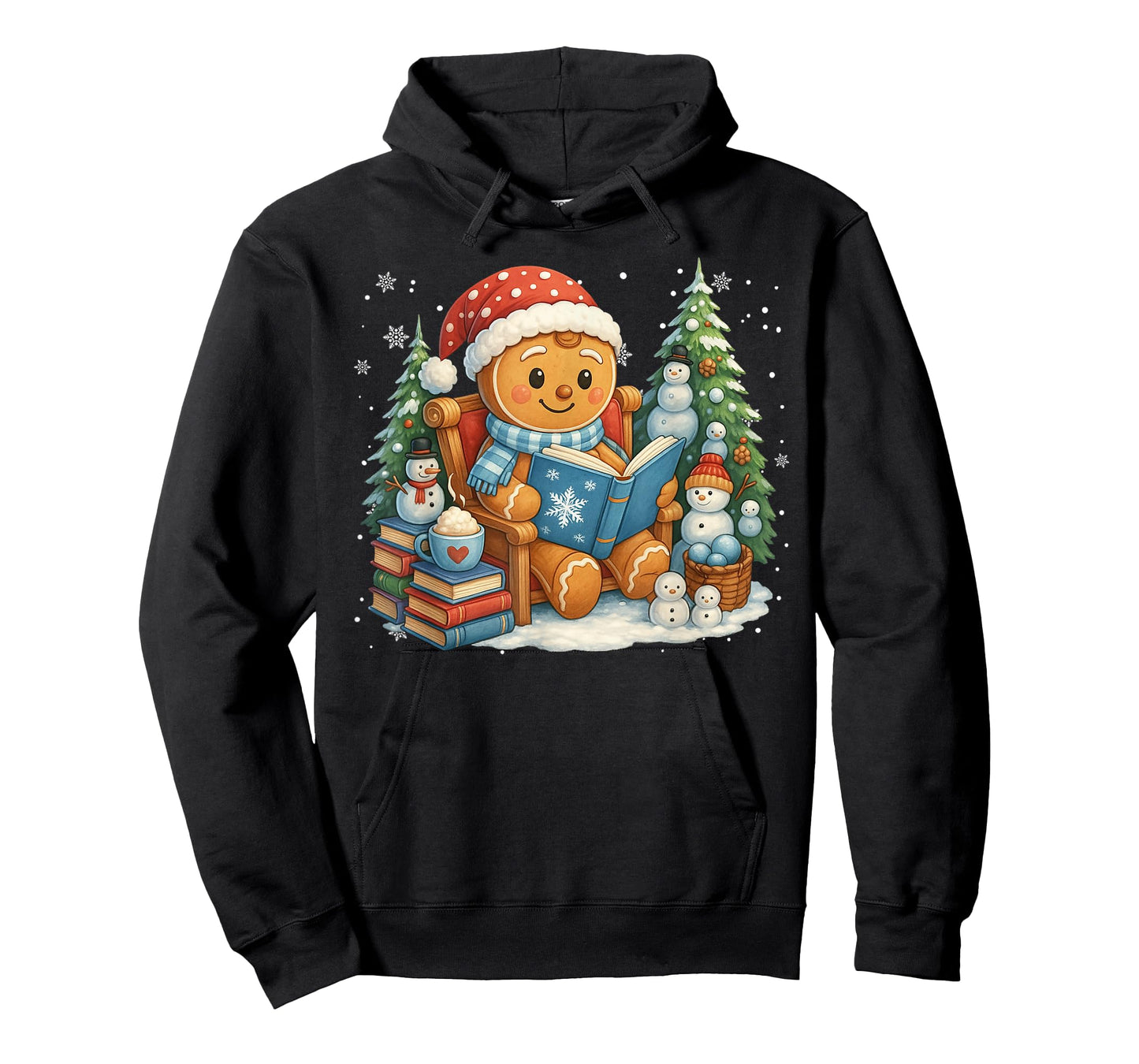 Gingerbread Reading Book Lovers Christmas Bookworm Librarian T-Shirt