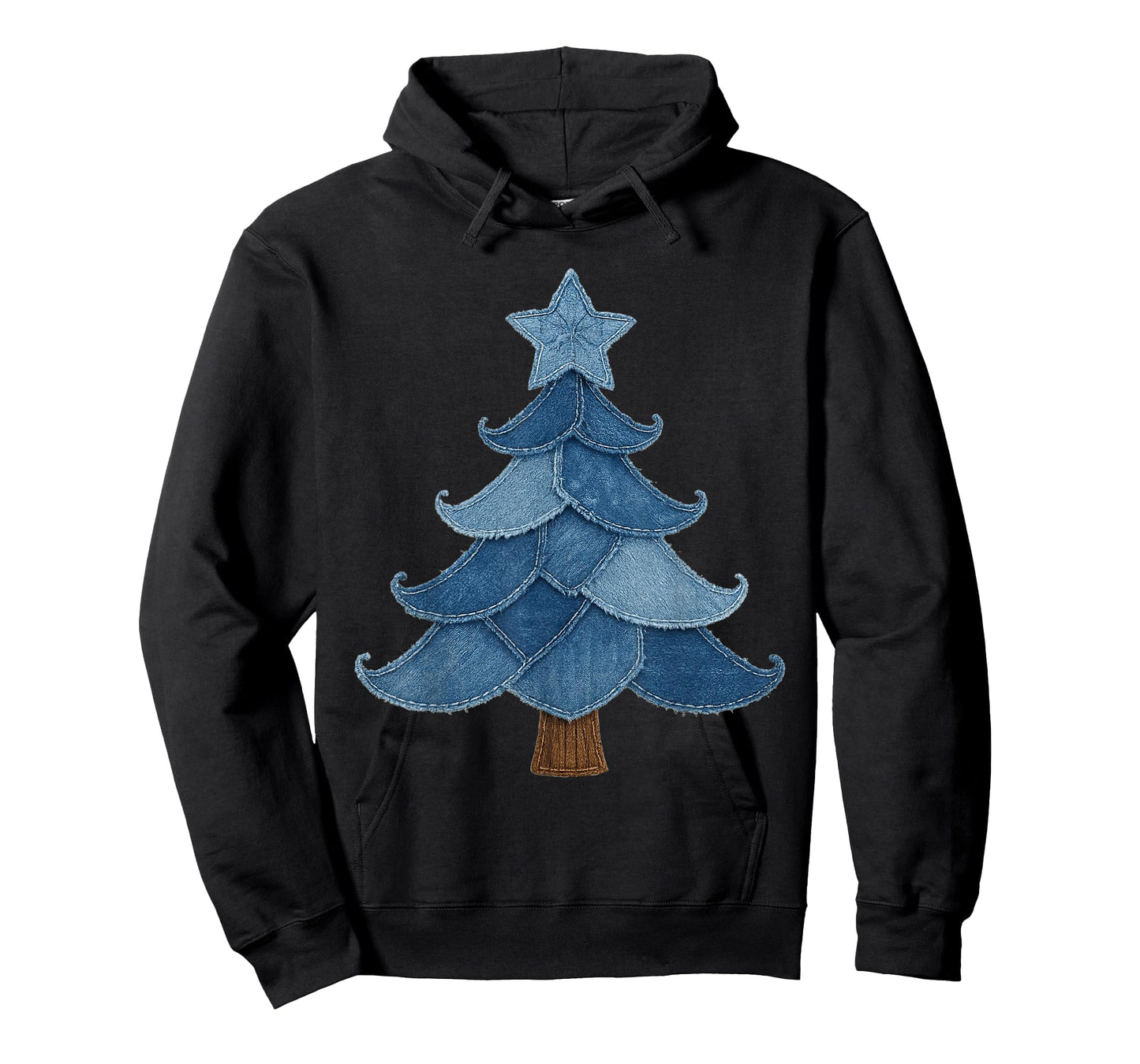 Retro Jean Patchwork Christmas Tree Rustic Country Xmas Tree T-Shirt