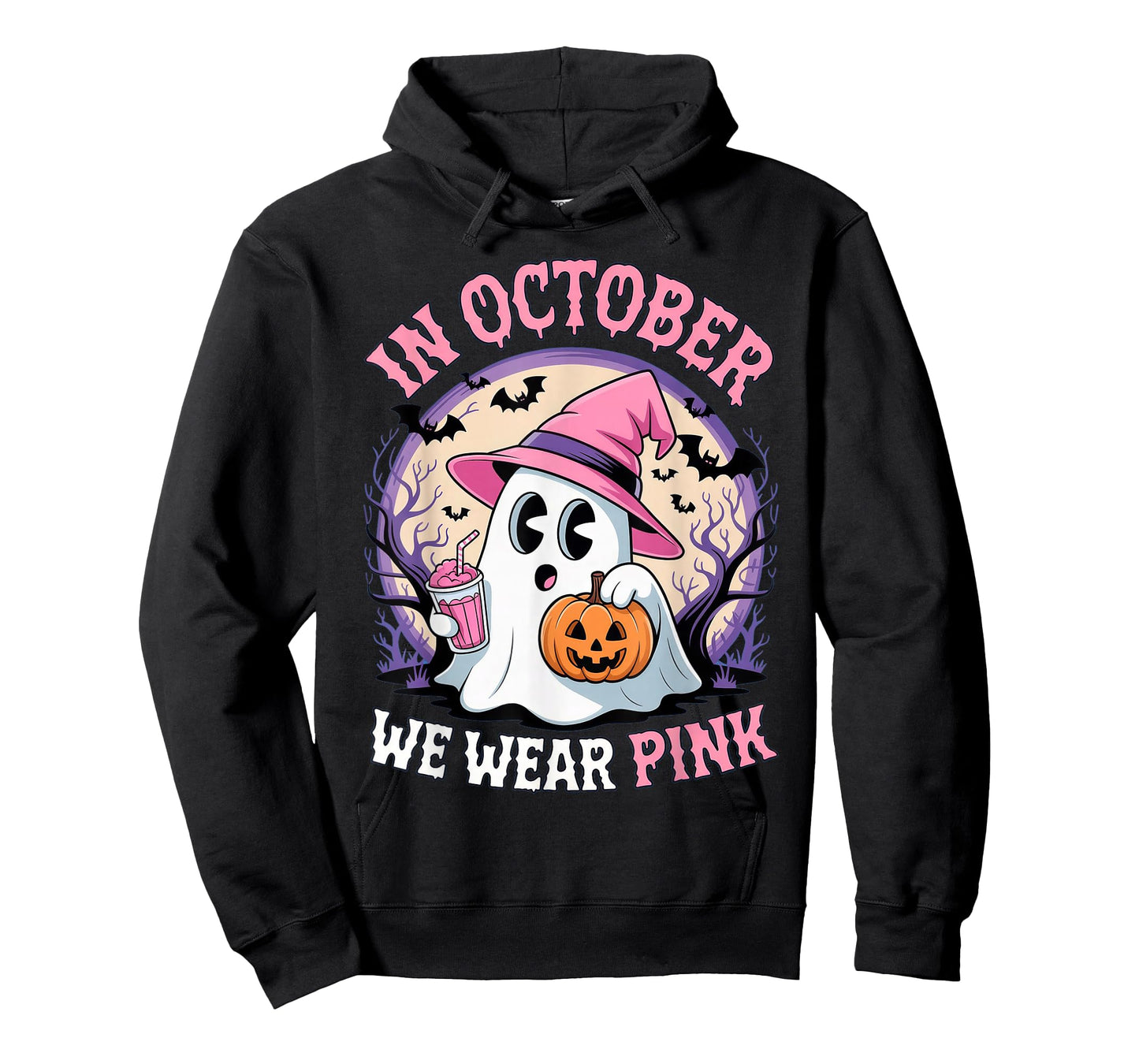 Breast Cancer in October We Wear Pink Ghost T-Shirt