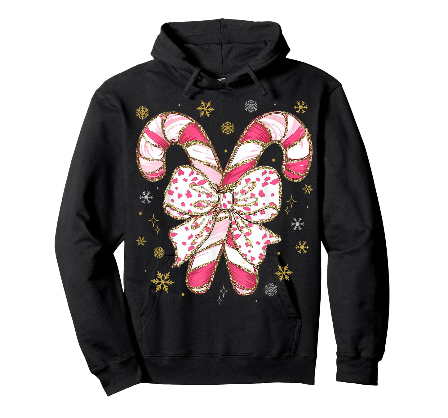 Cute Pink Coquette Bow Candy Cane Christmas Girls Women Kids T-Shirt