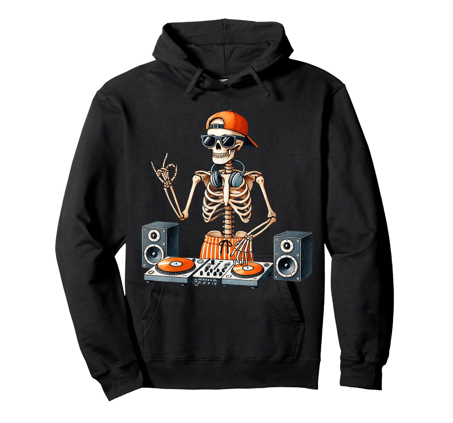 Skeleton DJ Halloween Costume Turntable Music Funny Men Boys T-Shirt