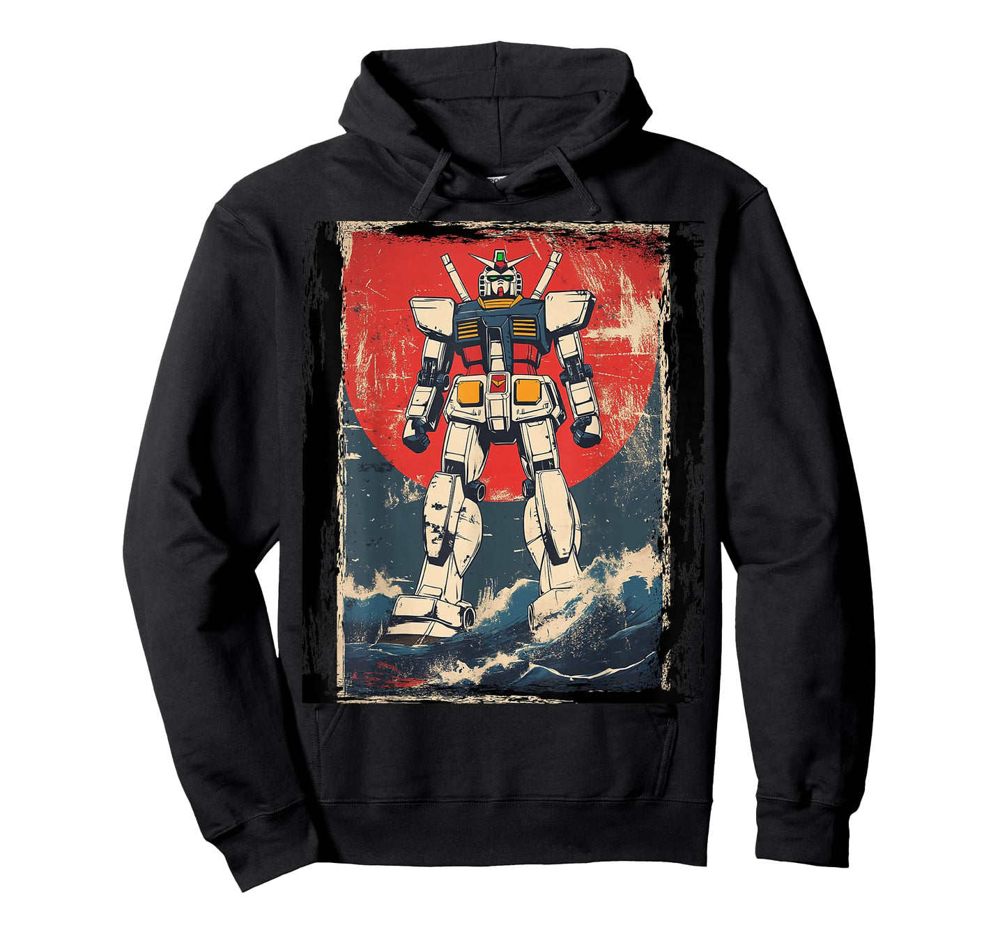 Mecha Anime Roboto Japanese Kanagawa Great Wave Manga T-Shirt