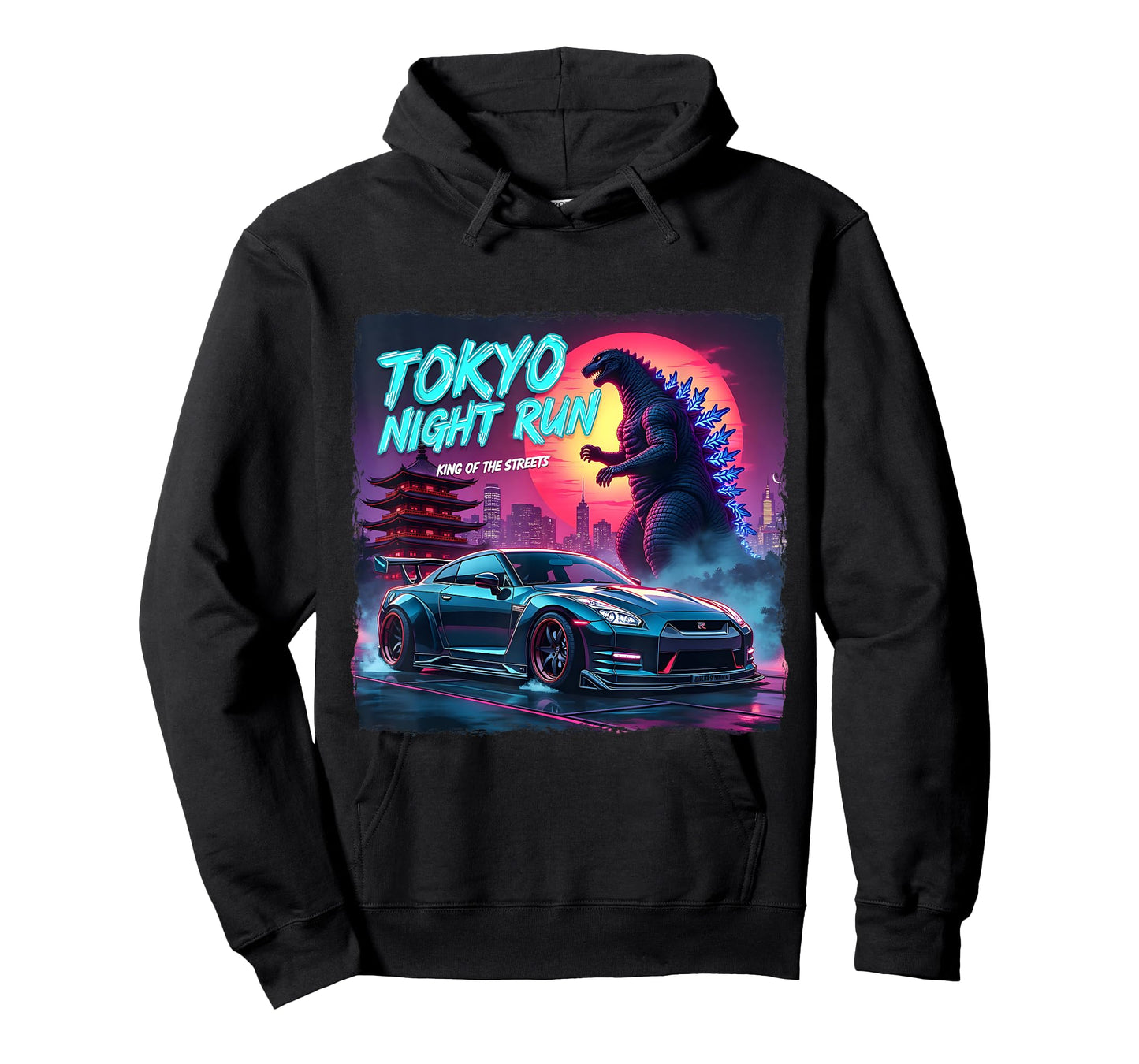 Tokyo Night Run King of the Streets Dinosaur T-Rex Graphic T-Shirt