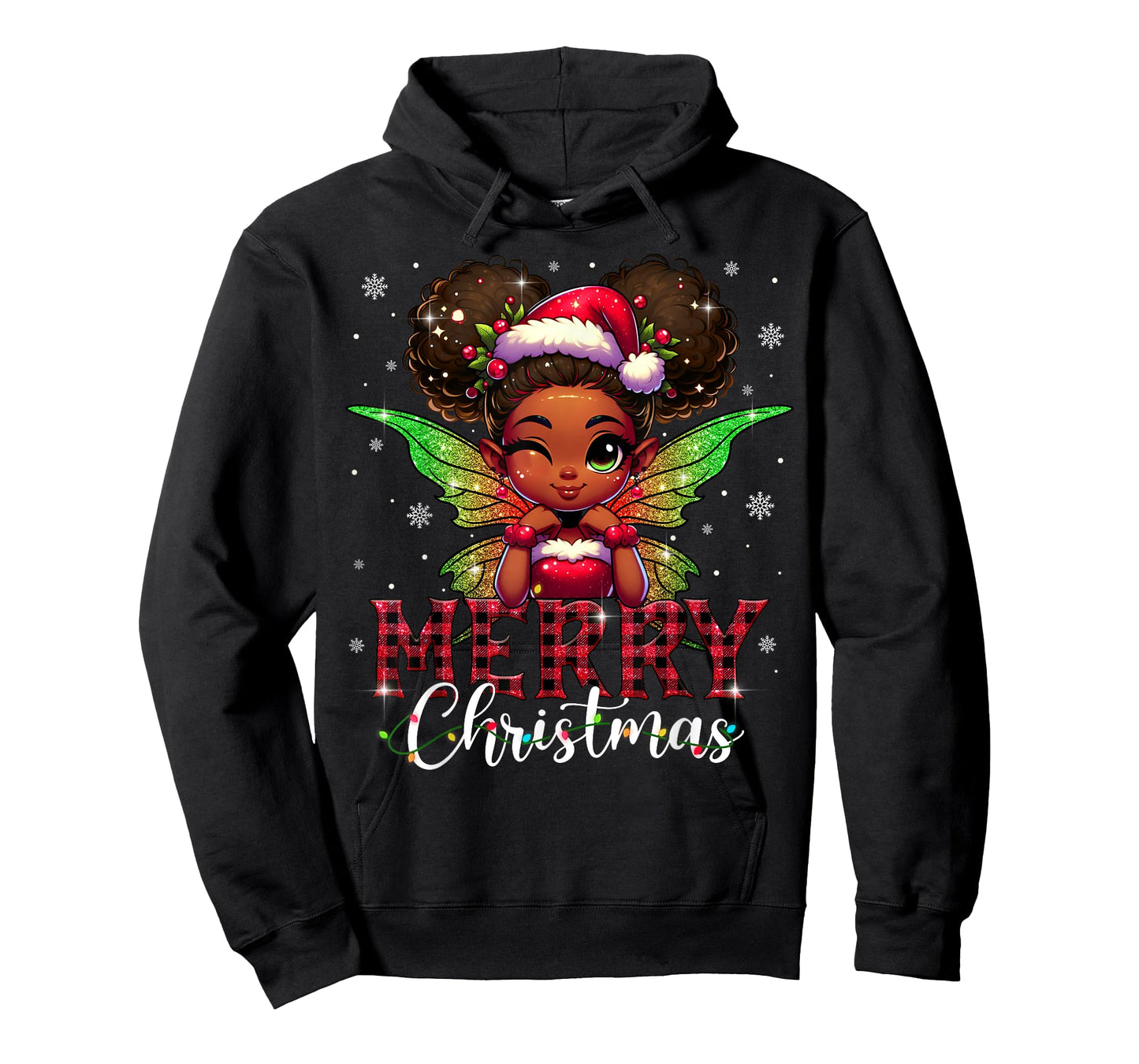 African American Merry Christmas Cute Black Girl Kids T-Shirt