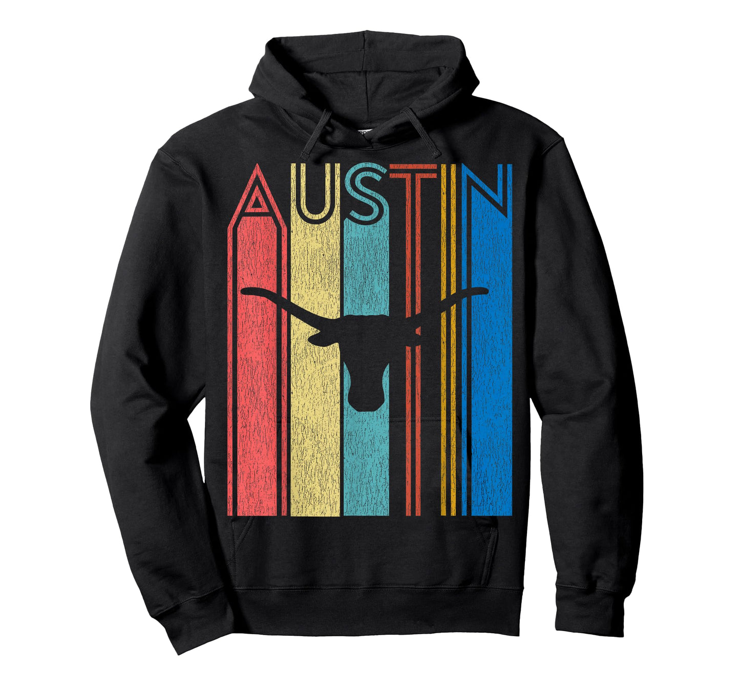 Retro Austin Longhorn Silhouette Skull Vintage Texas T-Shirt