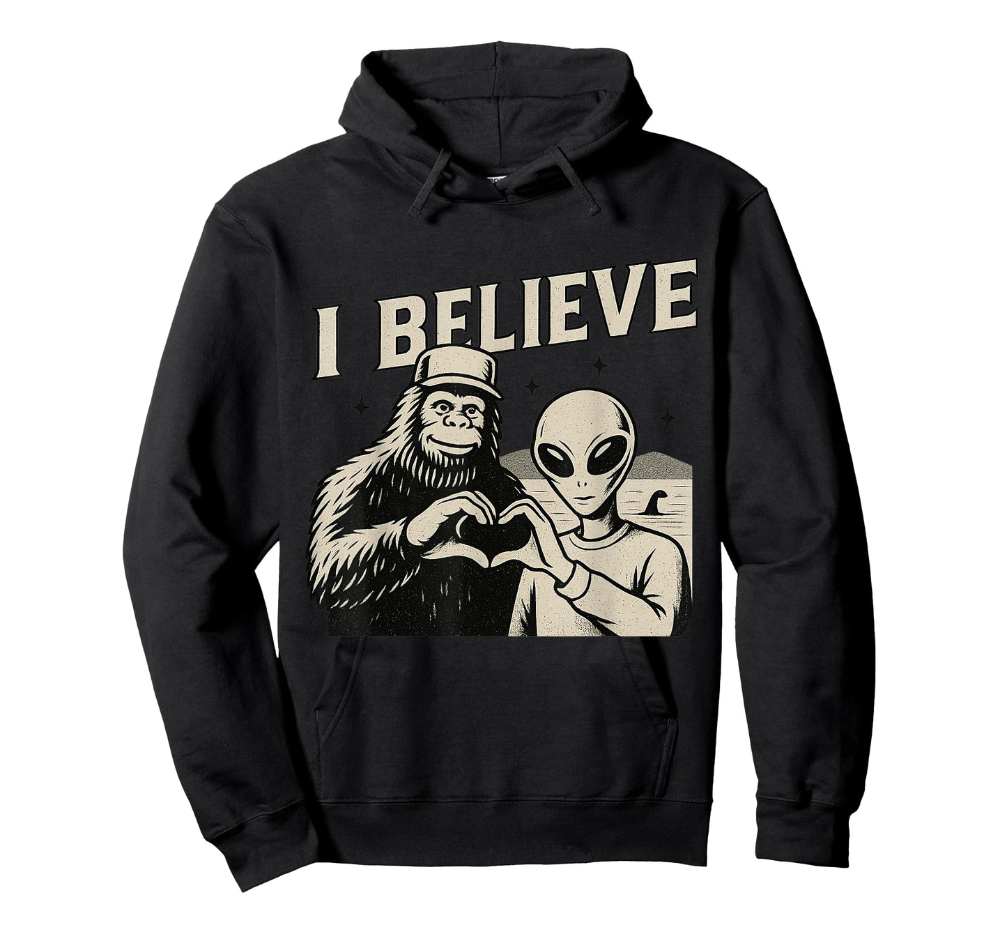 Vintage I Believe Funny Bigfoot Alien Loch Ness Cryptid T-Shirt