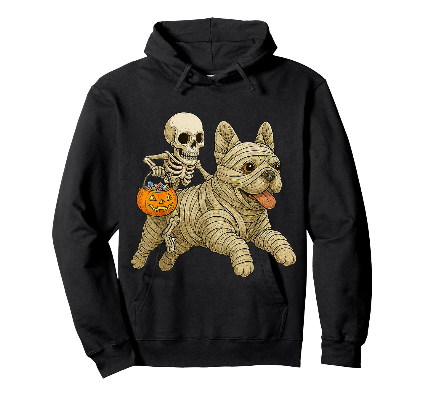 Skeleton Riding Mummy French Bulldog Dog Halloween Funny T-Shirt